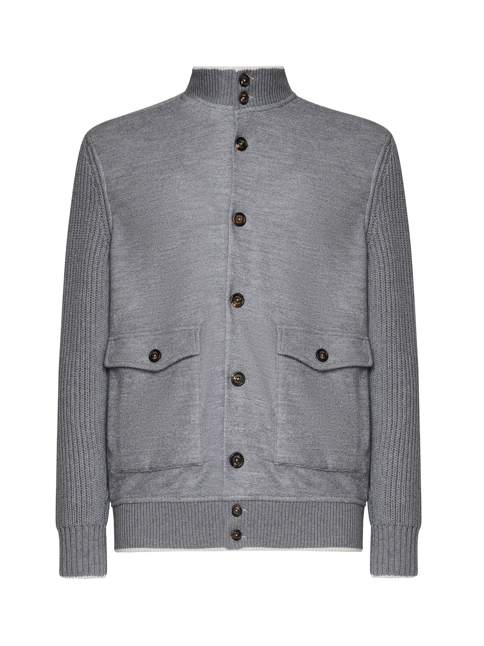 Shop Eleventy Bicolor Jacket In Grigio Chiaro Melange, Grigio