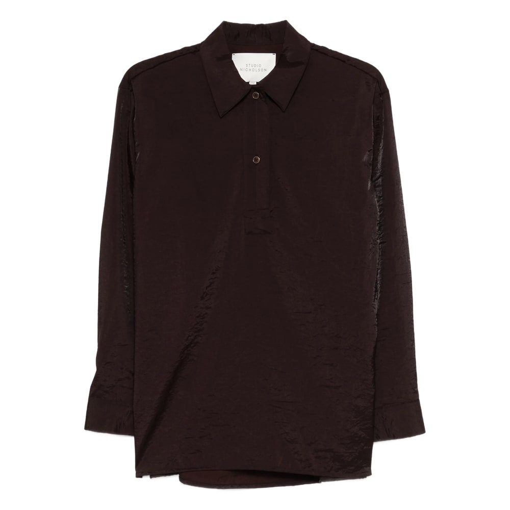 Studio Nicholson Polo-collar Shirt In Brown