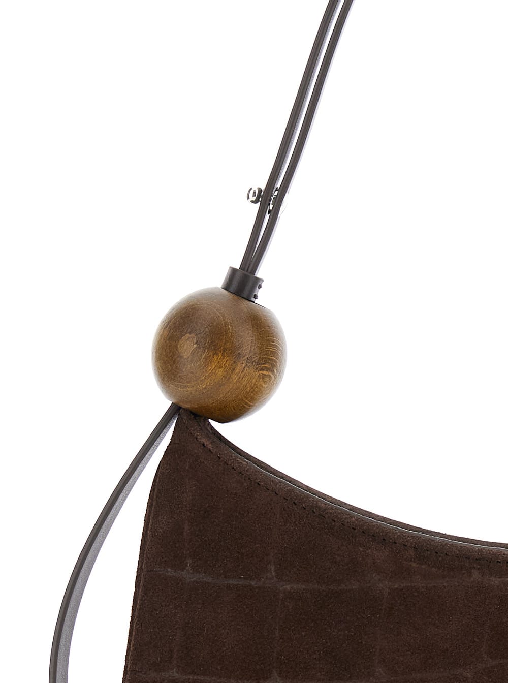 Jacquemus Le Bisou Perle Embellished Leather-trimmed Croc-effect Suede Shoulder Bag In Brown