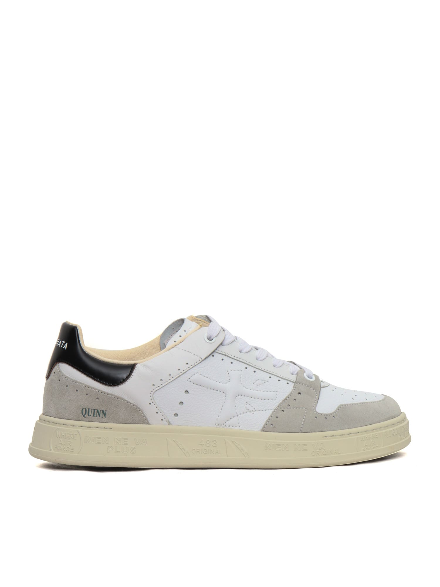 Premiata White Calf Leather Bos Taurus Low Top Sneakers In Gray
