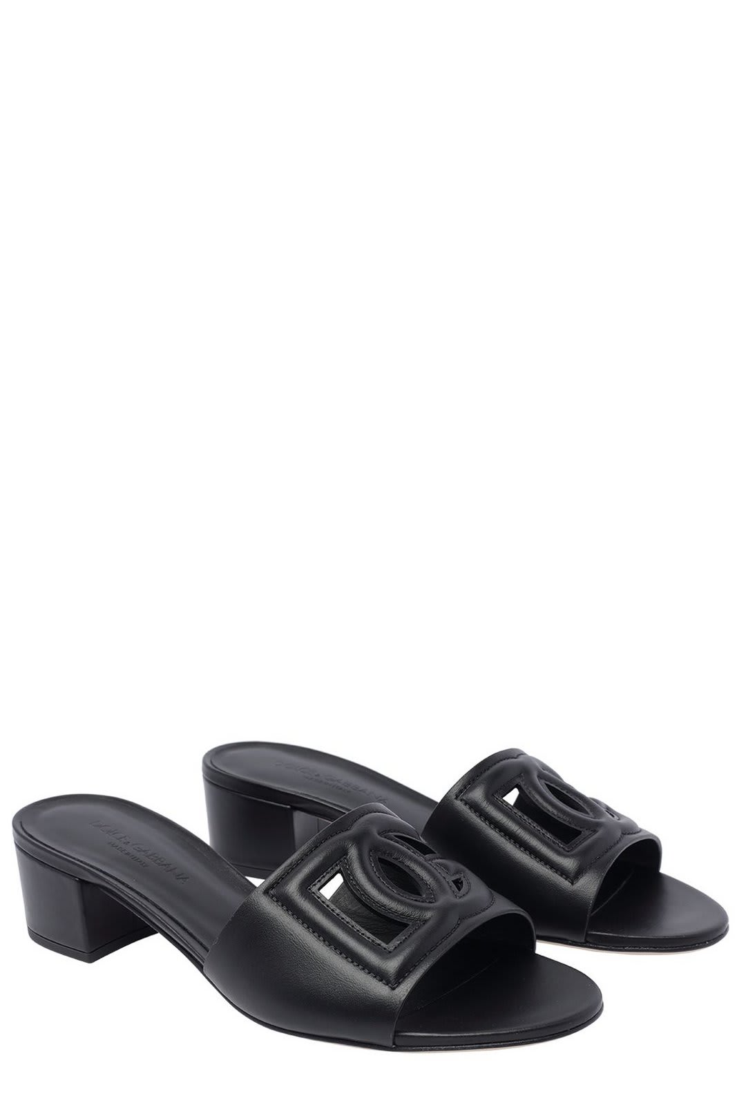 Shop Dolce & Gabbana Cut-out Logo Detailed Slides In Black