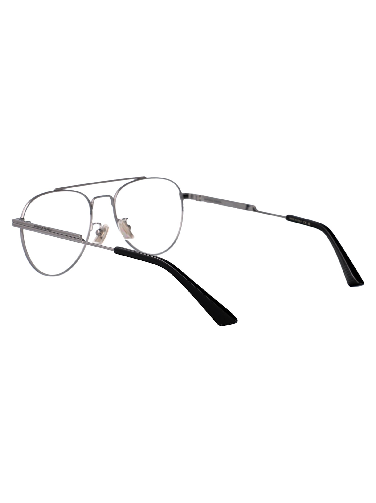 Bottega Veneta Ruthenium-ruthenium-transparent Metal Glasses In Metallic