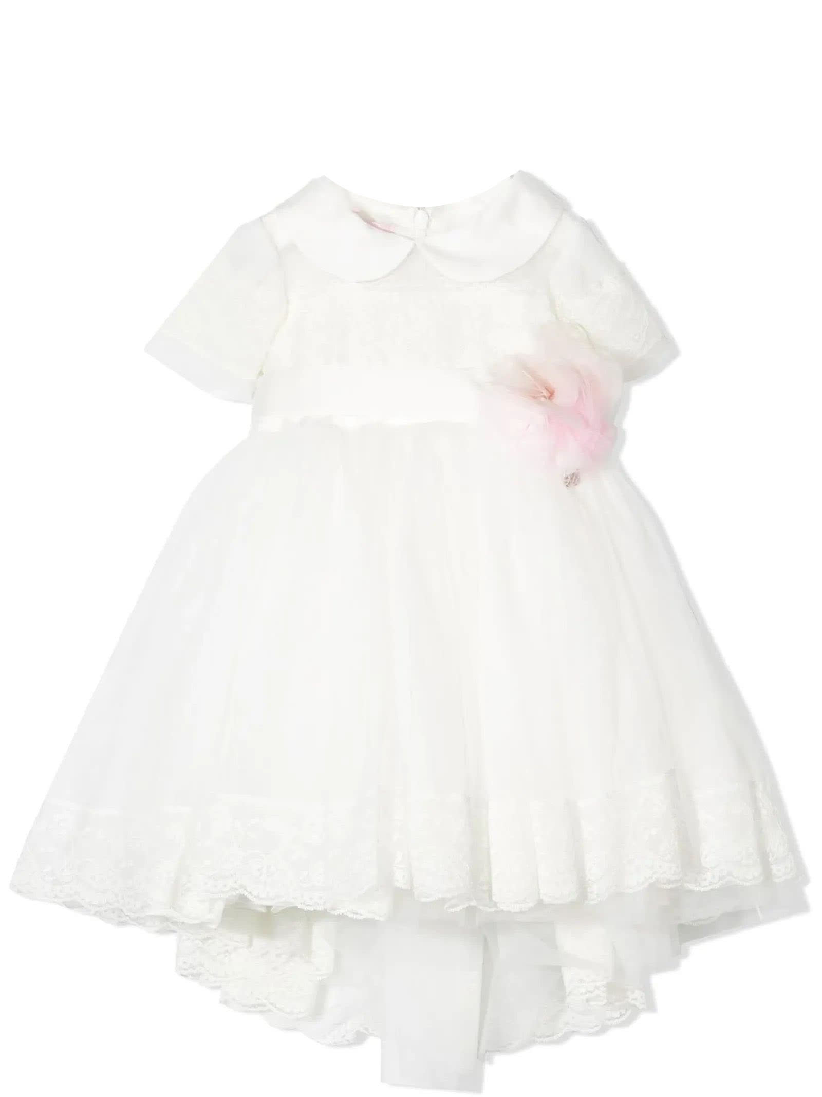 Miss Blumarine White Cotton Blend Tulle Dress