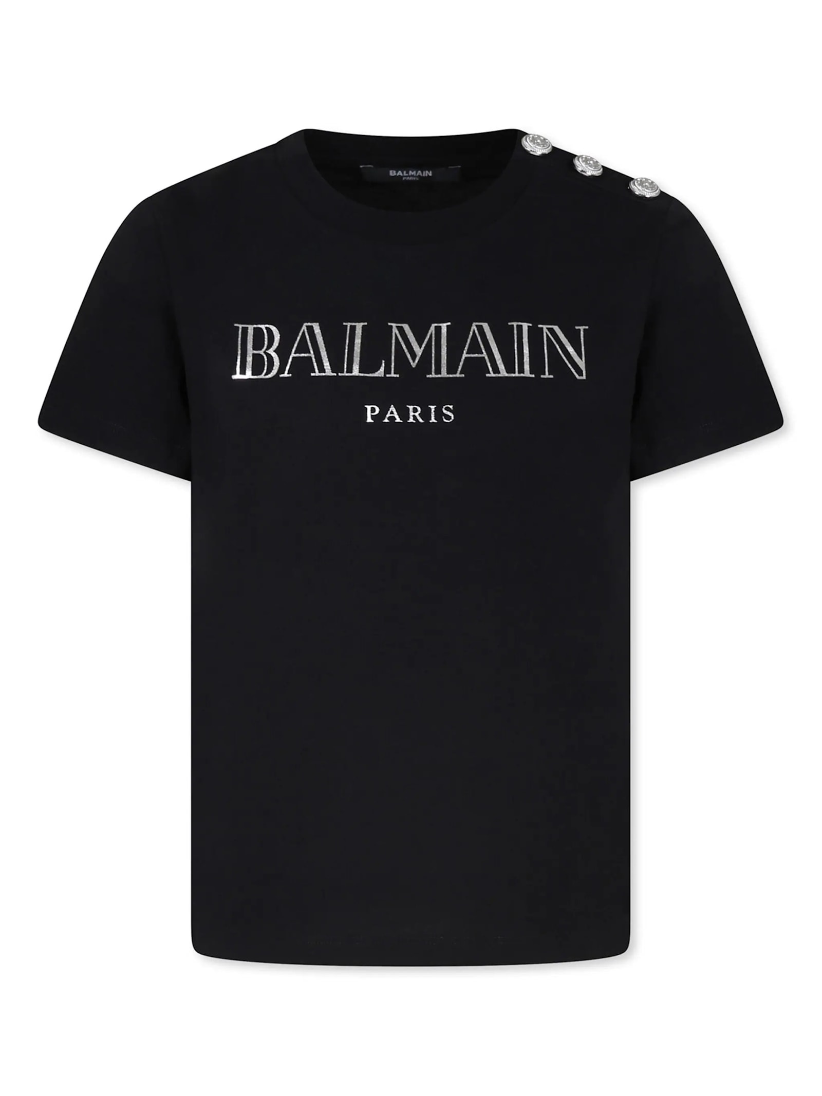 Balmain Logo-embroidered Organic Cotton T-shirt In Ag