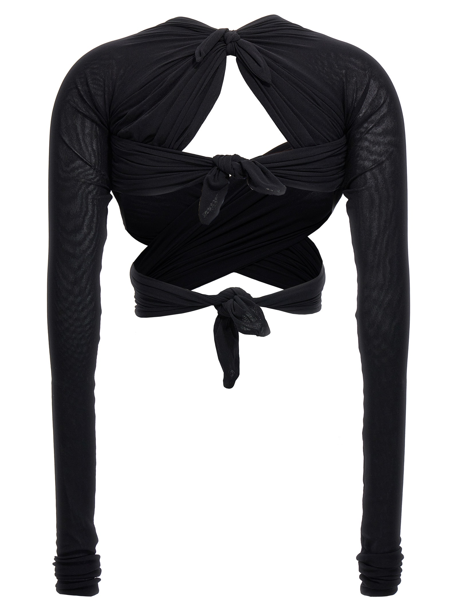 Shop Philosophy Di Lorenzo Serafini Cropped Tulle Top In Black