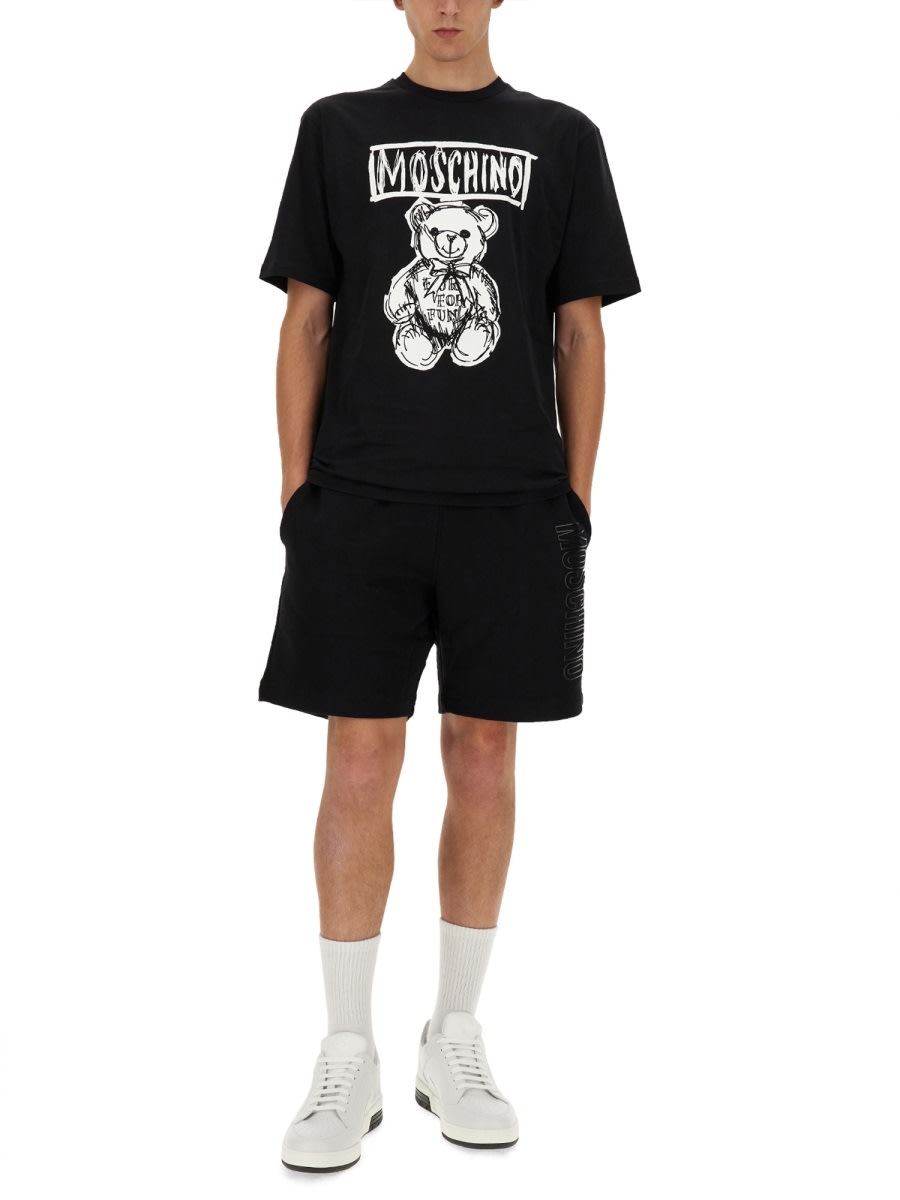 Shop Moschino Cotton T-shirt In Black