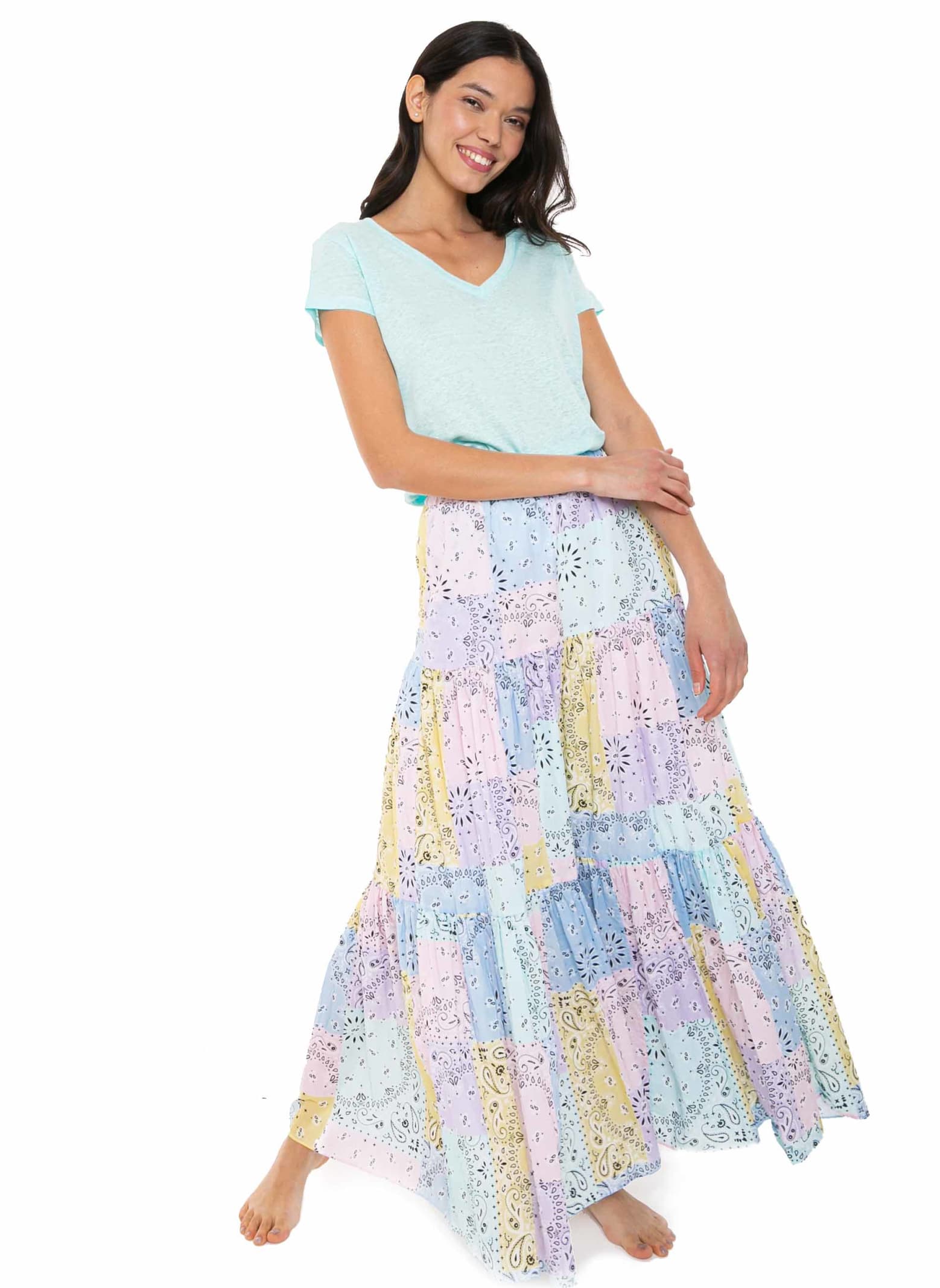 Mc2 Saint Barth Bandanna Print Cotton Skirt In Multicolor