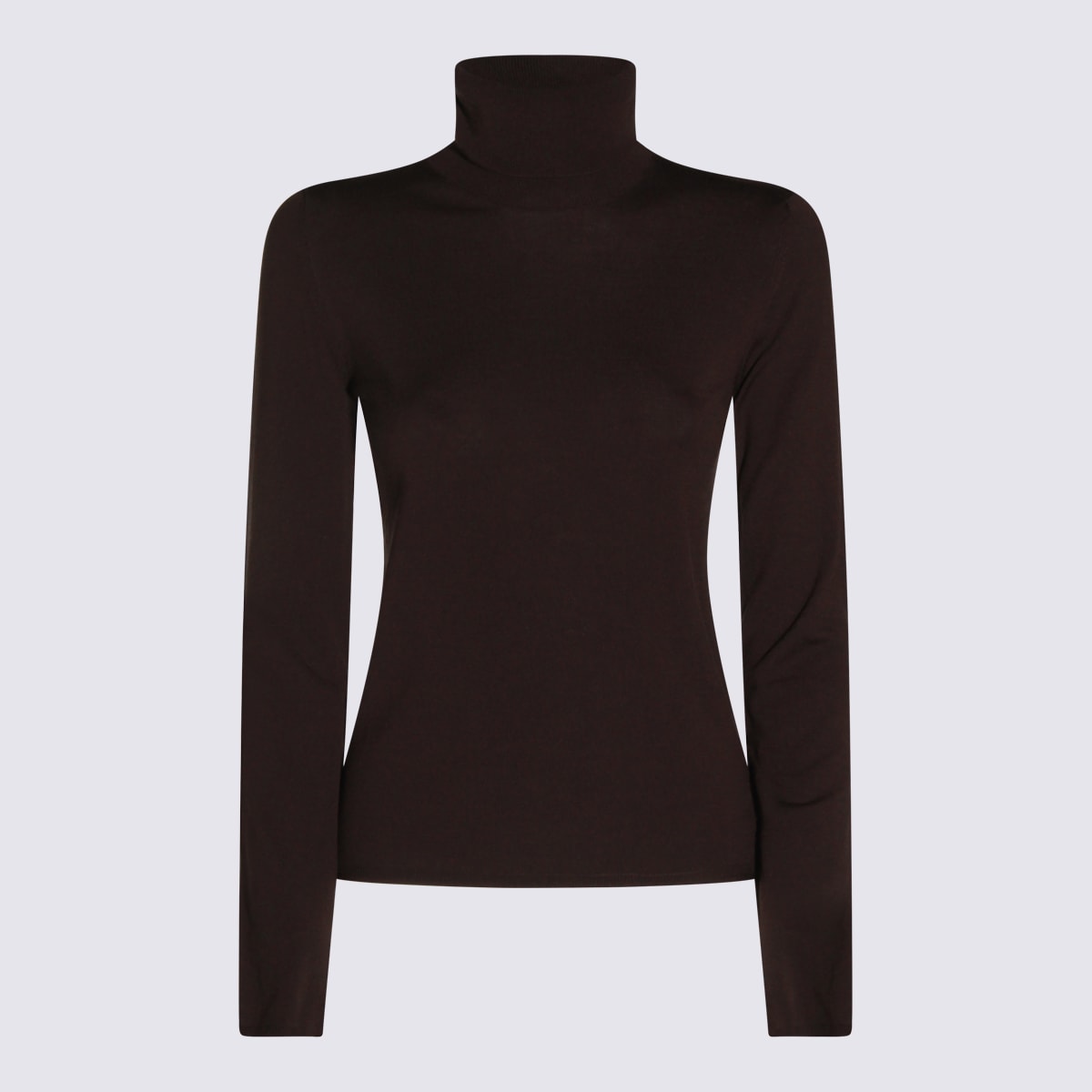 Zanone Long Sleeve Turtleneck Knitwear With Ribbed Texture In Brown