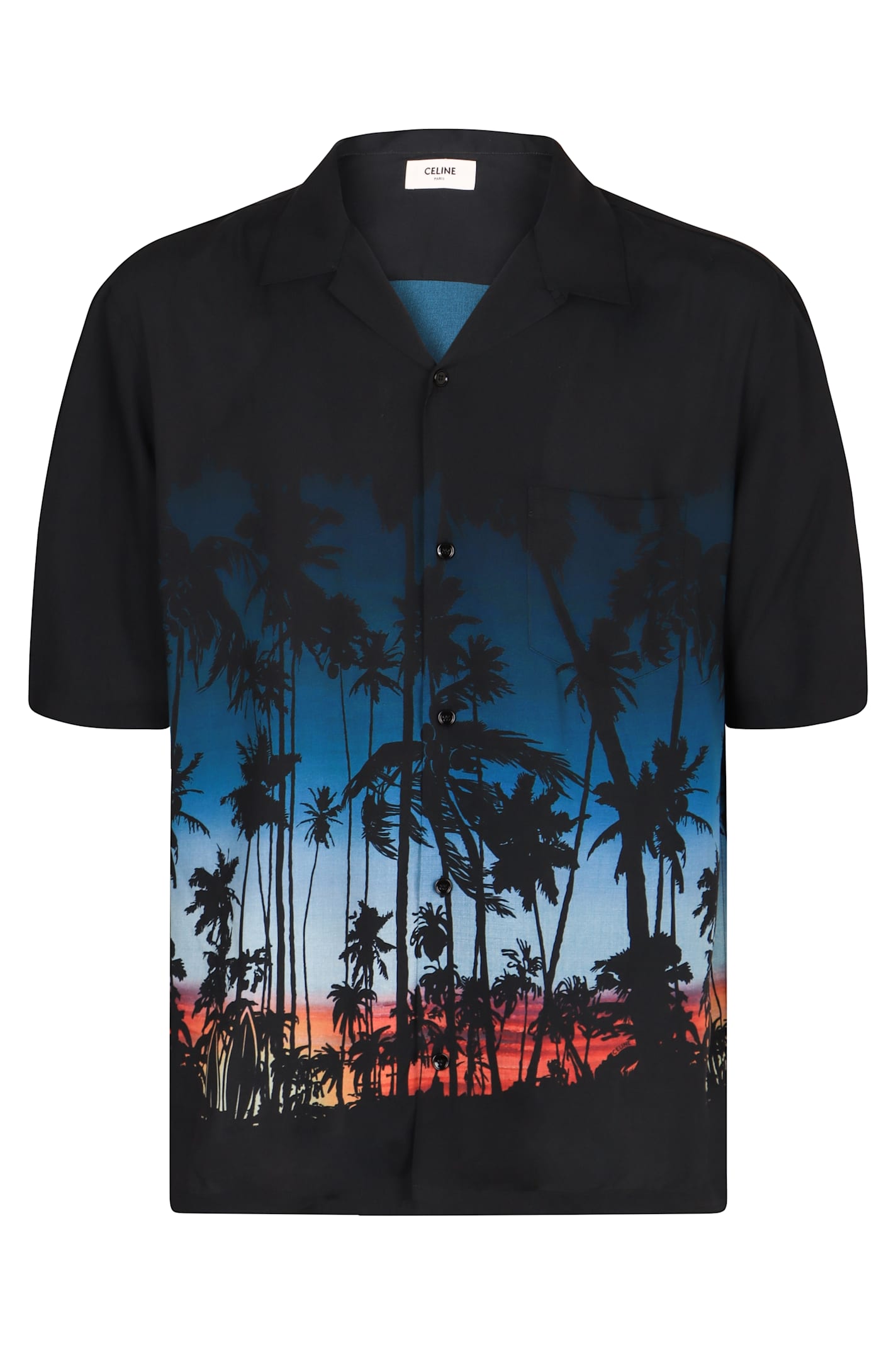 Celine Hawaiana Printed Viscose Shirt In Black