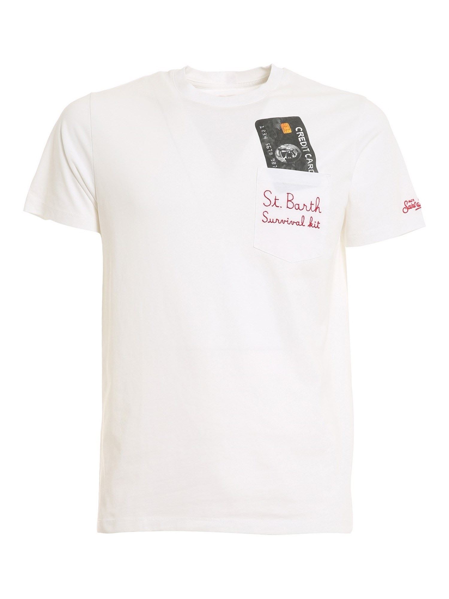 MC2 Saint Barth T-shirt Con Tasca E Ricamo Bianca Portugaustin02604b
