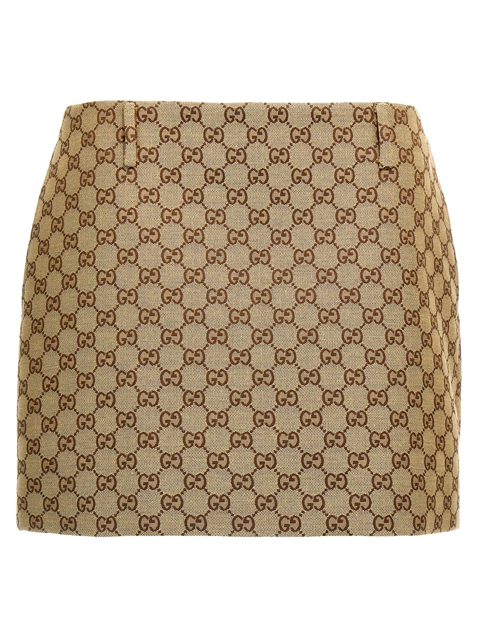 Shop Gucci Gg Skirt In Beige