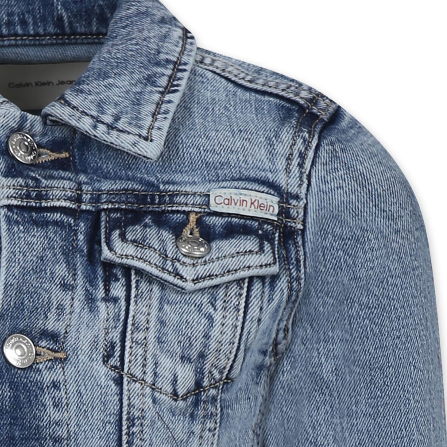 Calvin Klein Long-sleeved Denim Coat In Denim