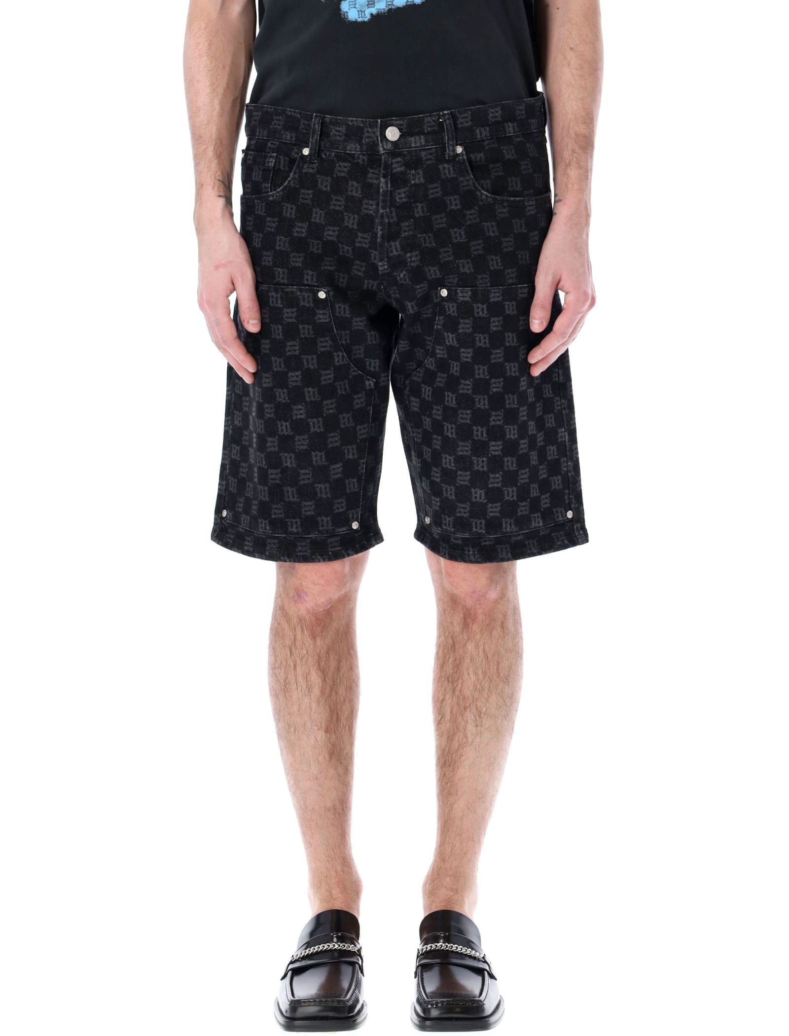 Misbhv Denim Monogram Short In Black