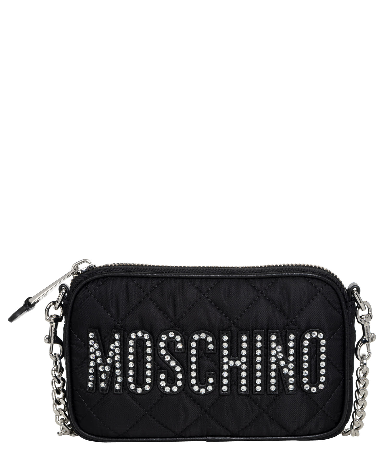 Shop Moschino Leather Crossbody Bag  In Black