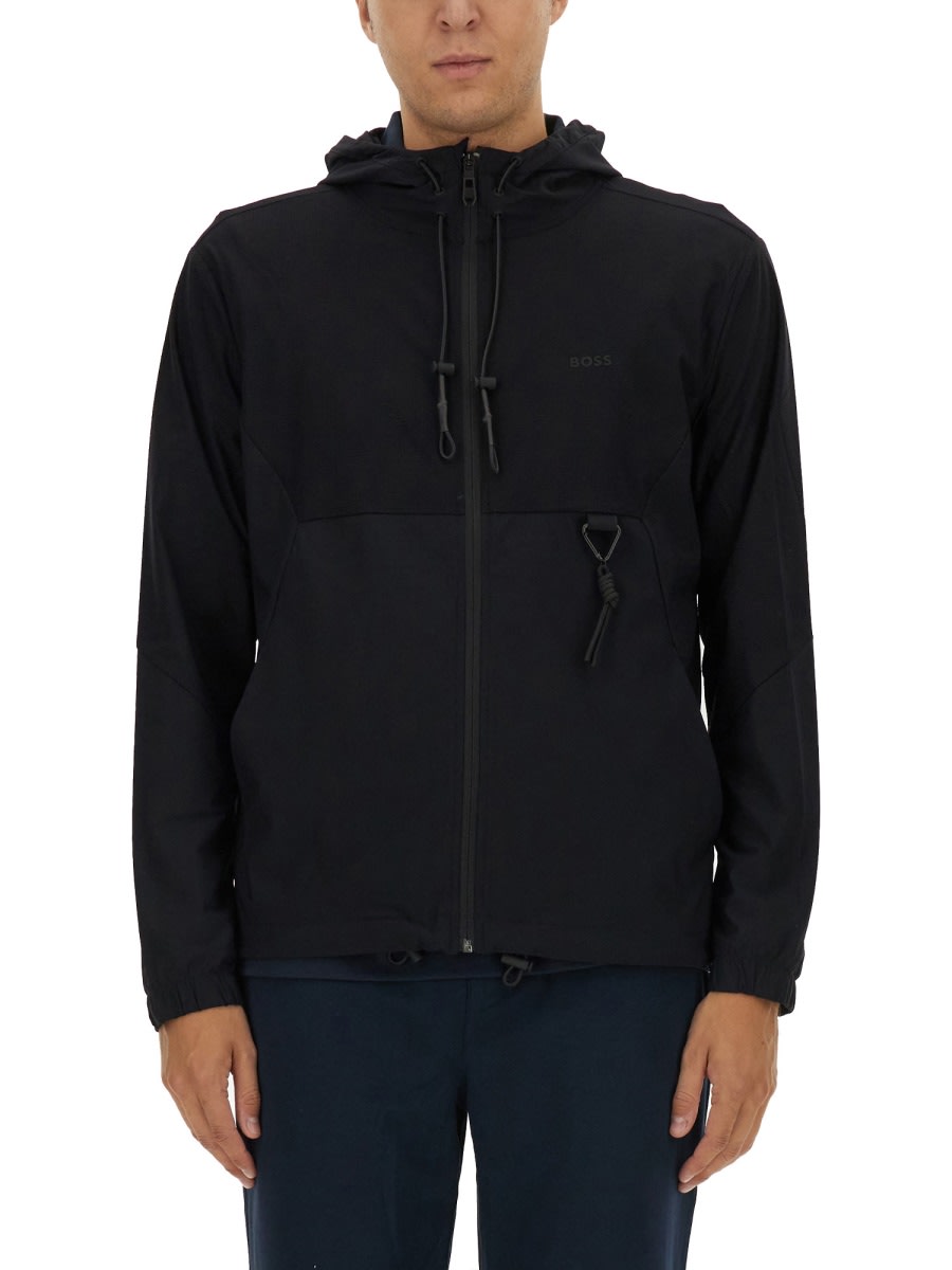 Shop Hugo Boss Technical Fabric Sweatshirt In Black