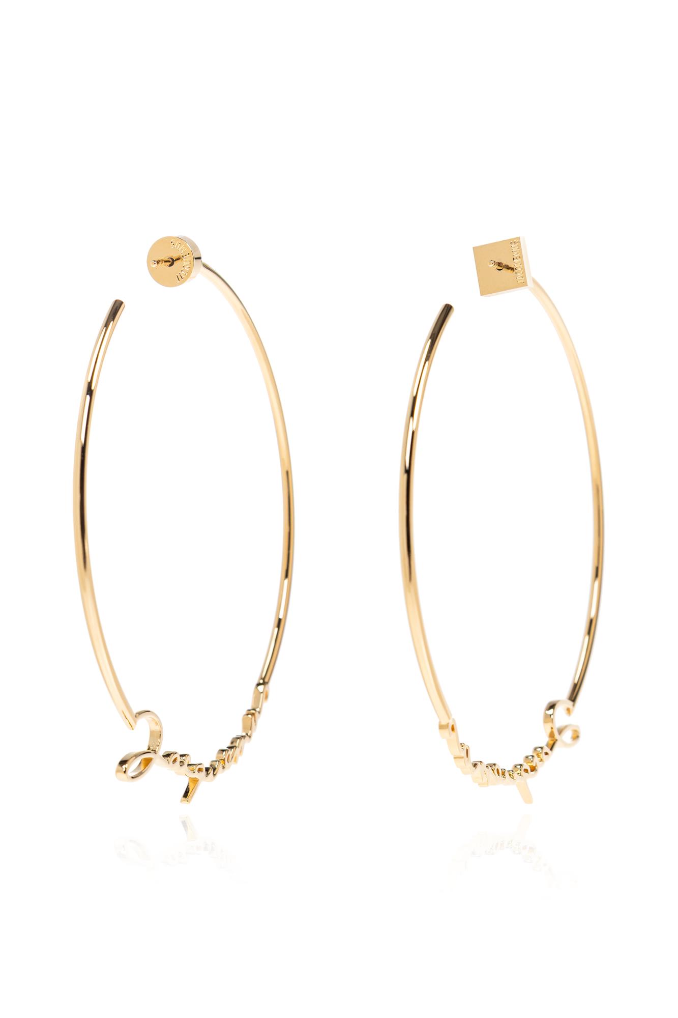 Jacquemus Logo-lettering Hoop Earrings In Gold