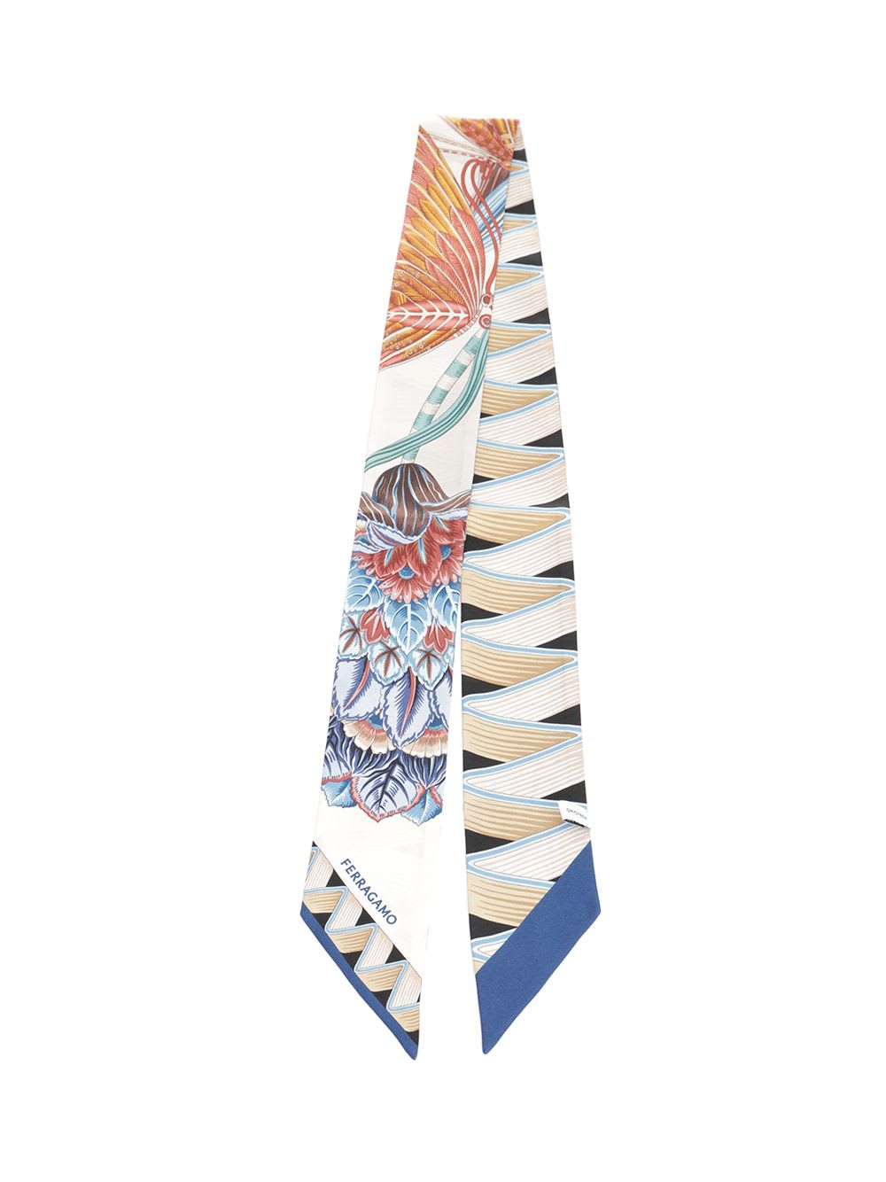 Ferragamo Twill 140x7 Multiprint In White