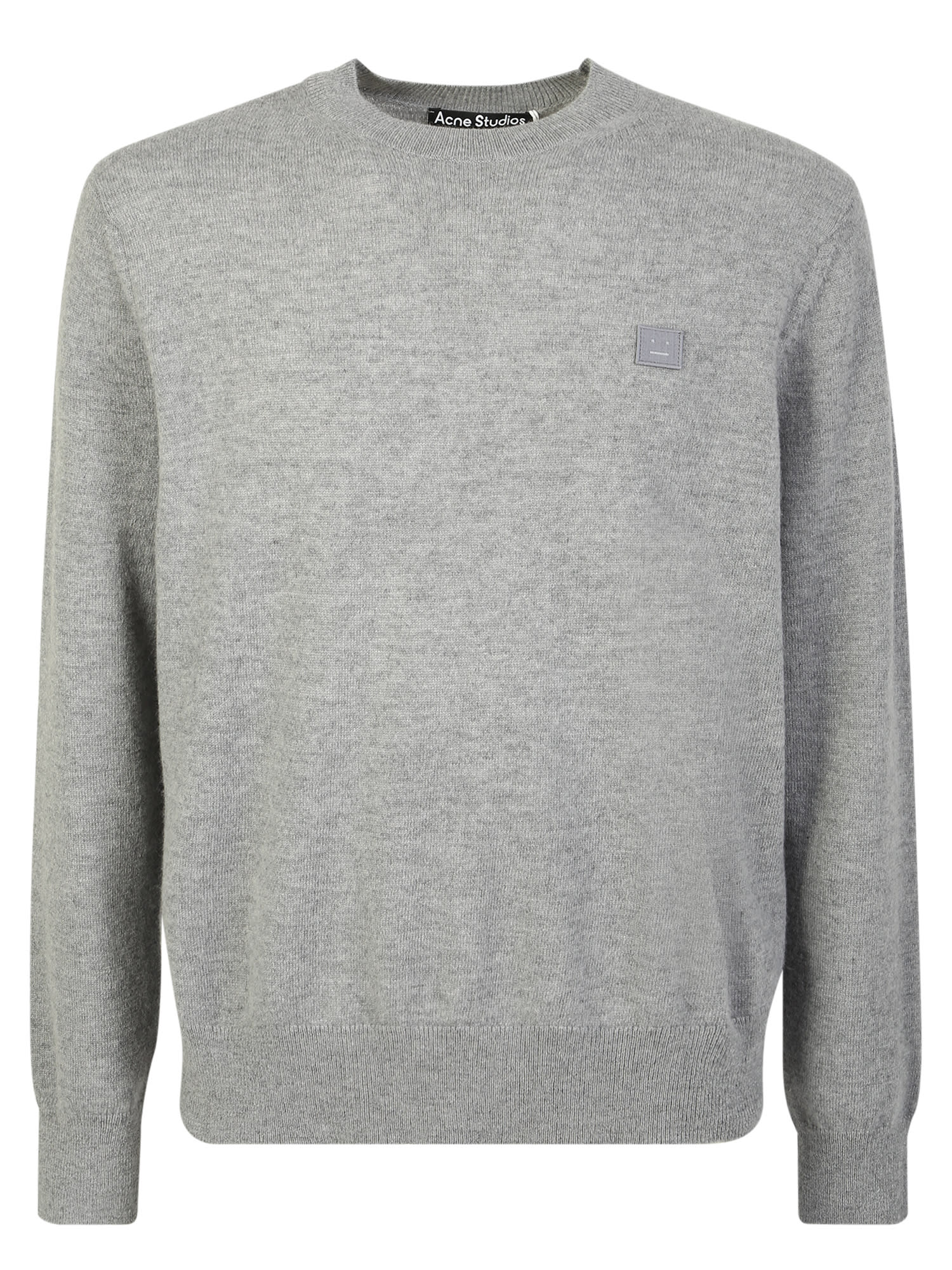 Acne Studios Wool Knit Crewneck Pullover With Face Brand On The Chest