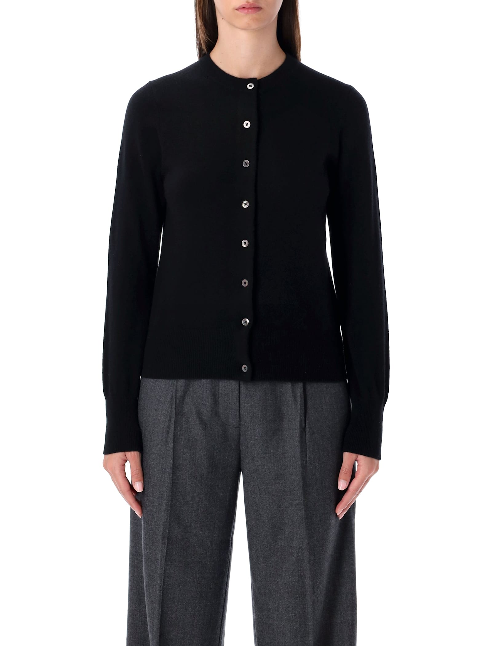 Rhea Costa Rhea Black Wool Cashmere Cropped Cardigan In Black