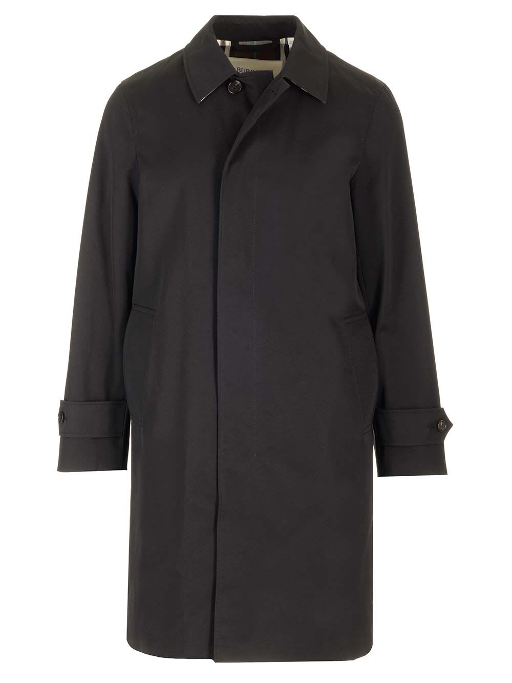 Shop Burberry Black Cotton Coat