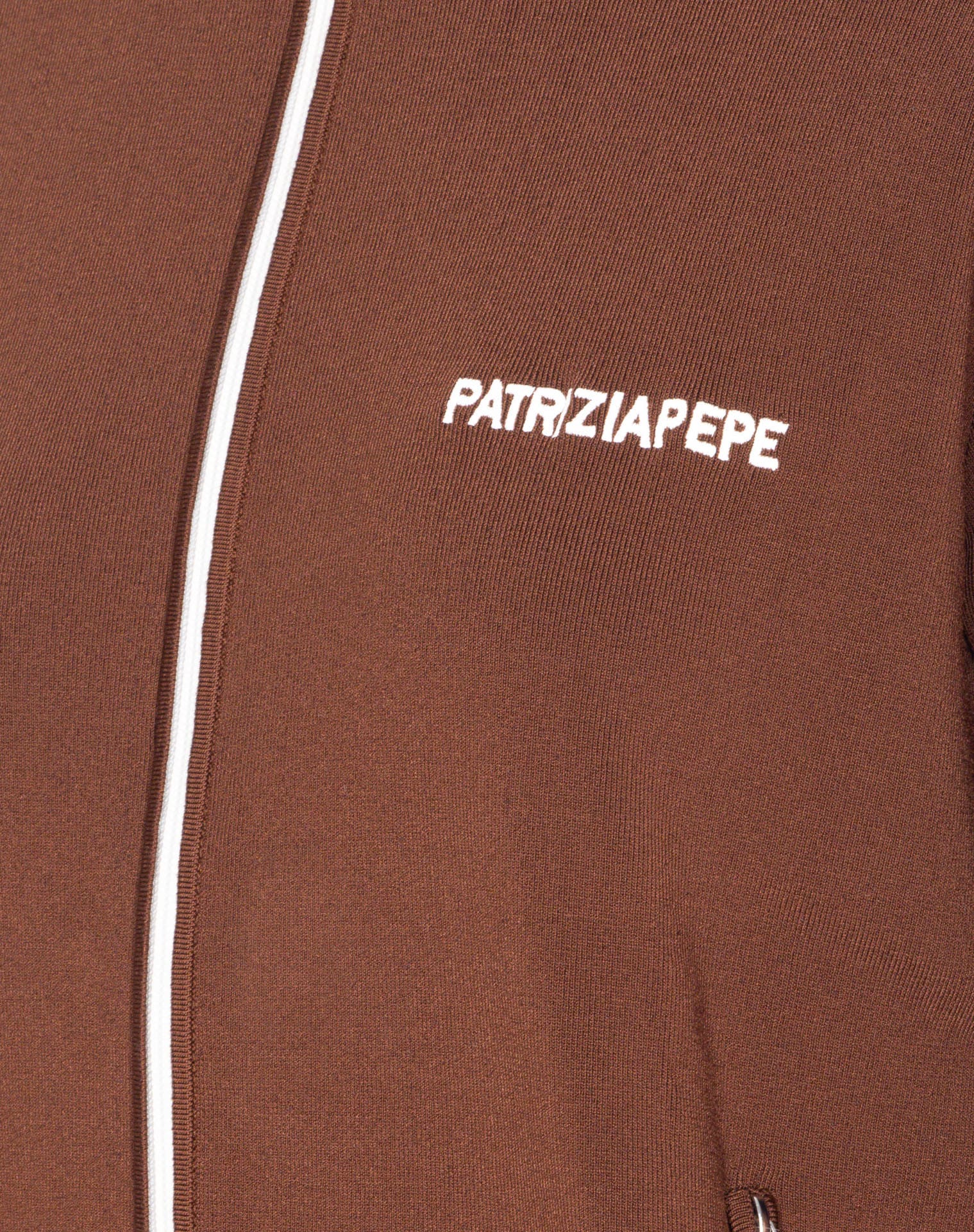 Patrizia Pepe Logo Zip Sweatshirt In Brown