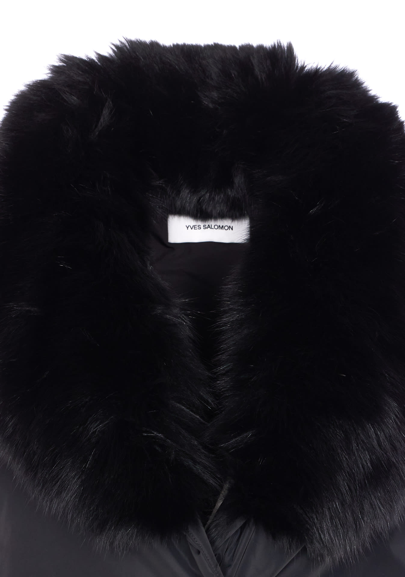 Yves Salomon Black Padded Vest Frontal Buttons Closure In Blue
