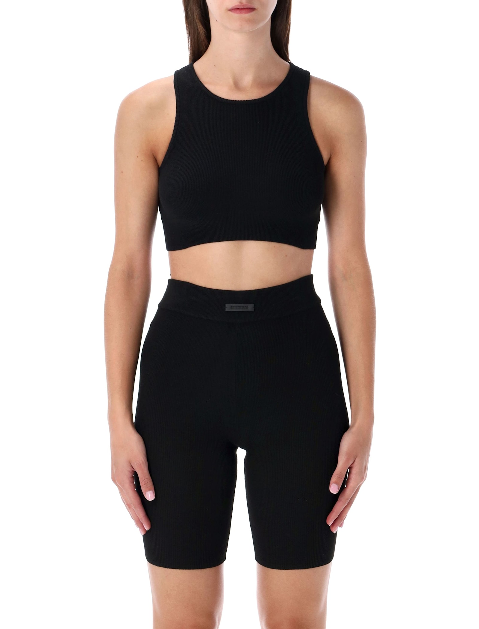Fear Of God Black  Essentials Crop Top In Black