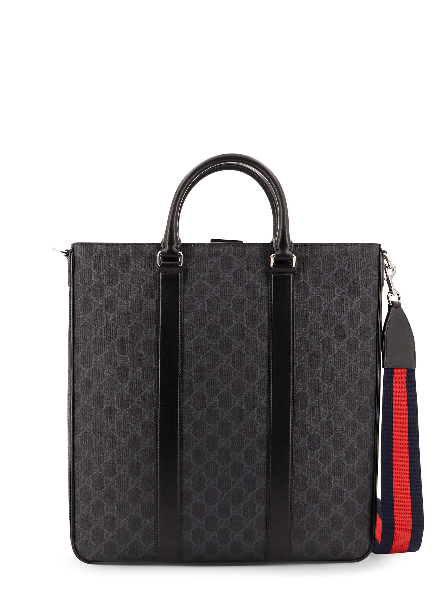Gucci Gg Supreme Fabric Shopping Bag With Shoulder Strap In Black