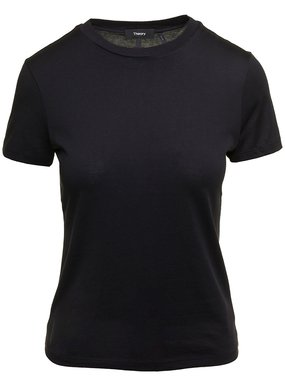 Shop Theory Fitted White Crewneck T-shirt In Cotton Woman In Black