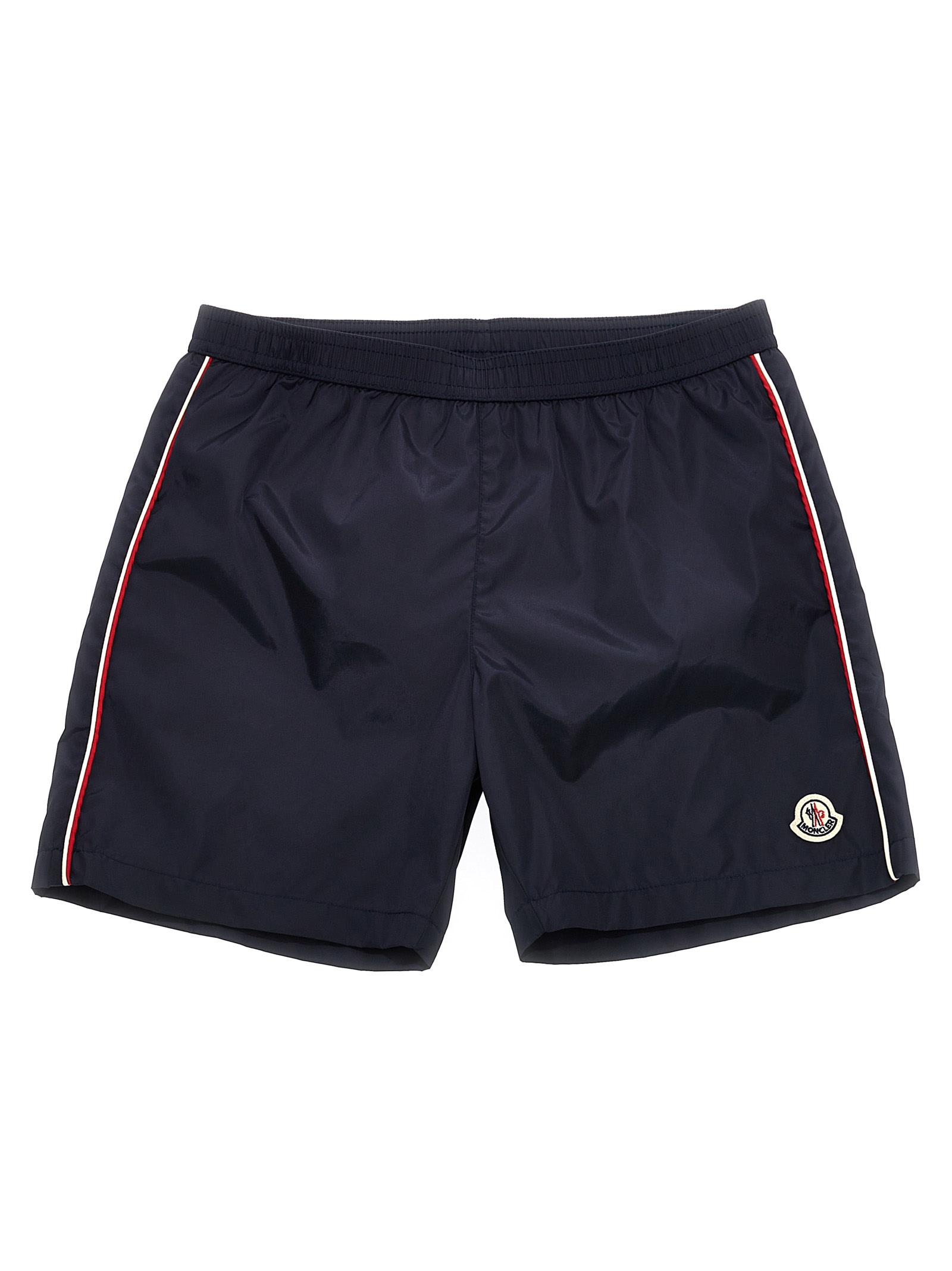 Moncler Logo Patch Swim Shorts In Blue