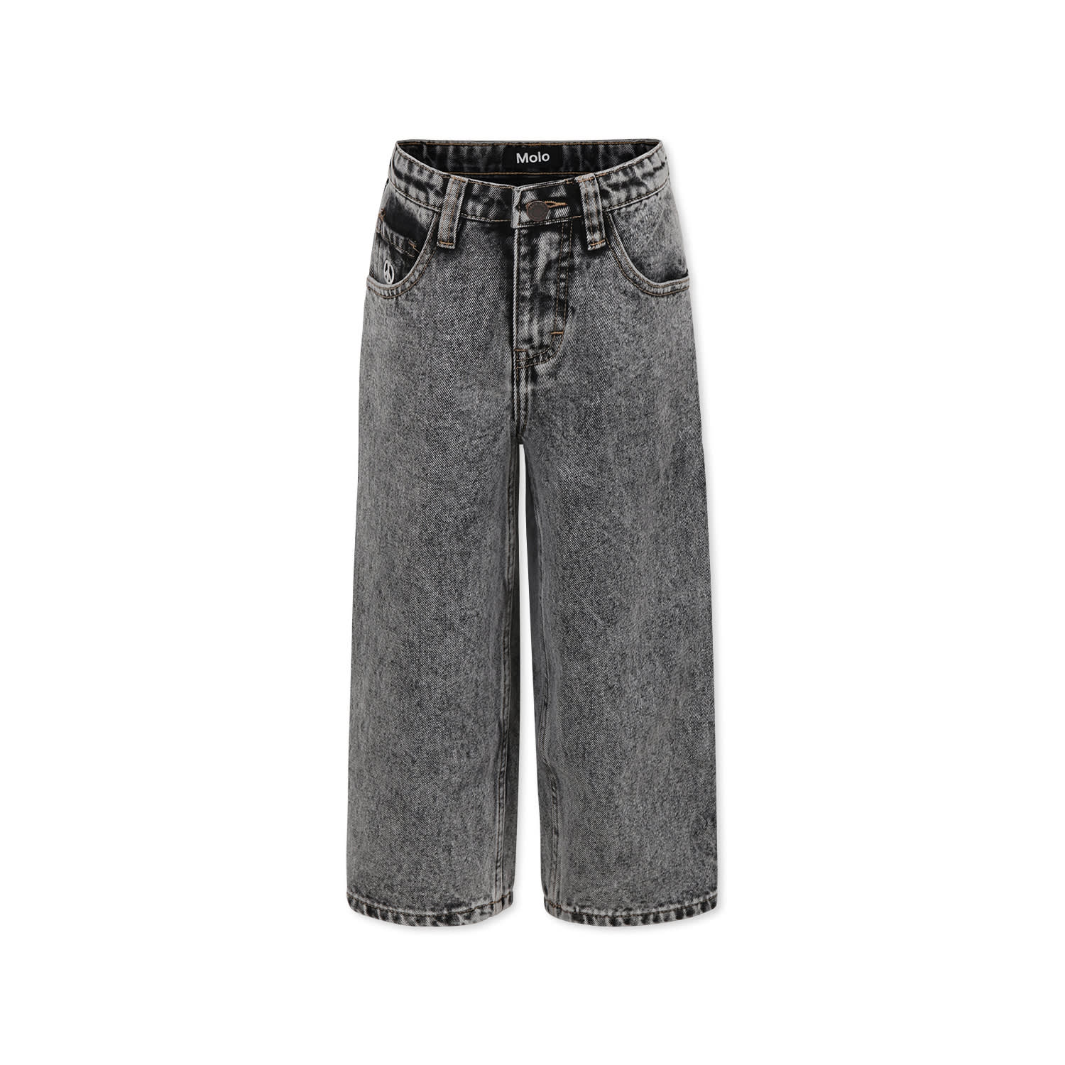 Molo Grey Jeans For Kids With Peace Symbol In Grey
