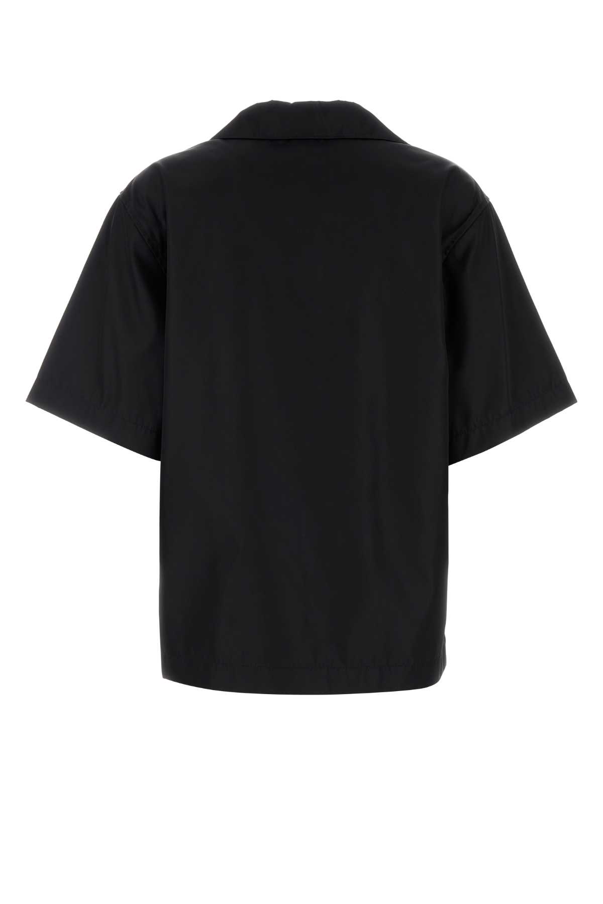 Prada Re-nylon Gabardine Short-sleeved Shirt In Black