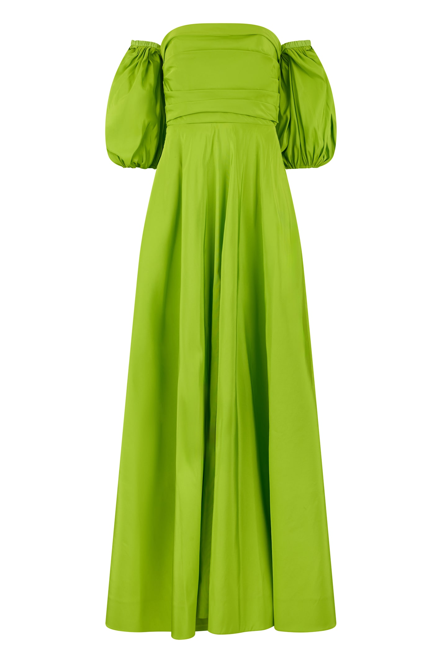 Valentino Long Elegant Green Dress With Balloon Sleeves In Green