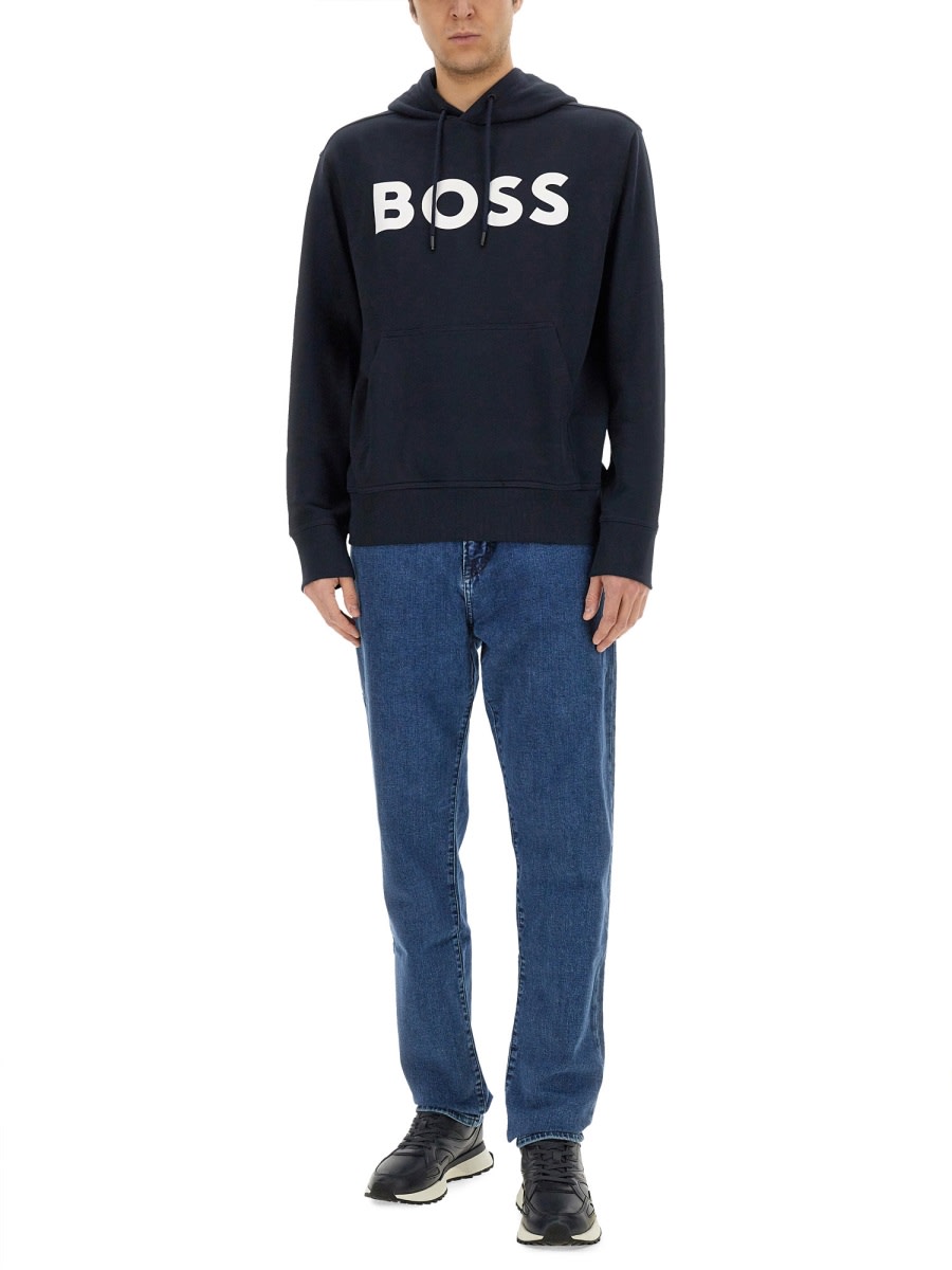Shop Hugo Boss Sweatshirt With Logo In Blue