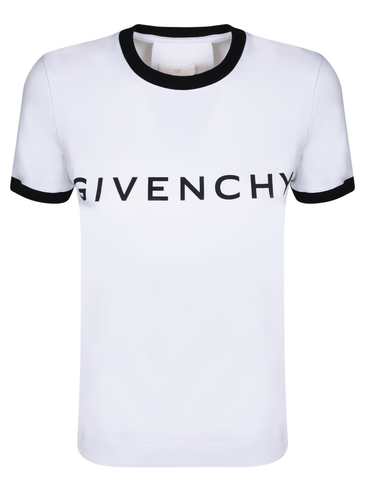 Shop Givenchy Ringer Logo Cotton T-shirt White Black