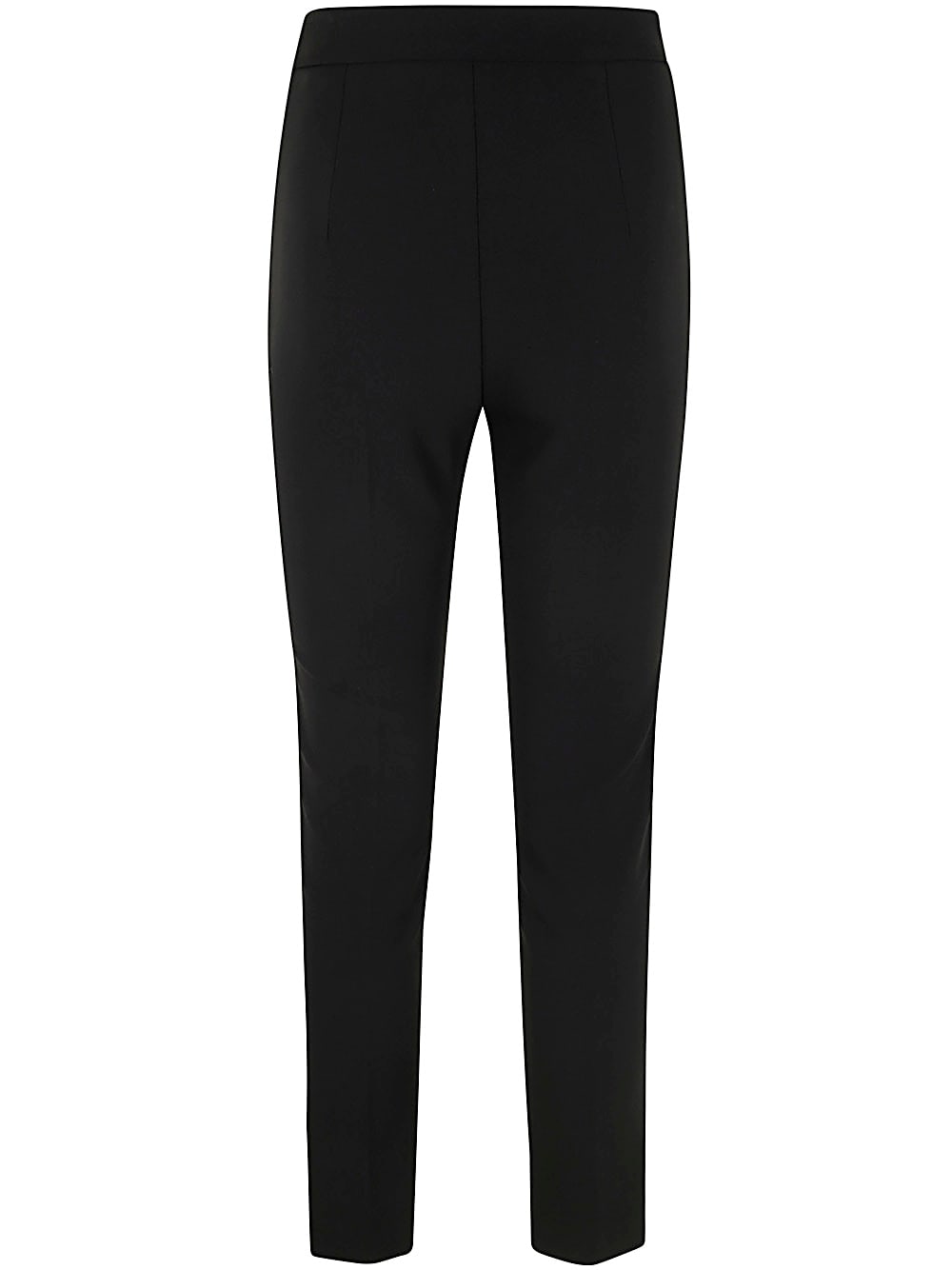 Elisabetta Franchi Straight Crepe Trousers With Zip In Black