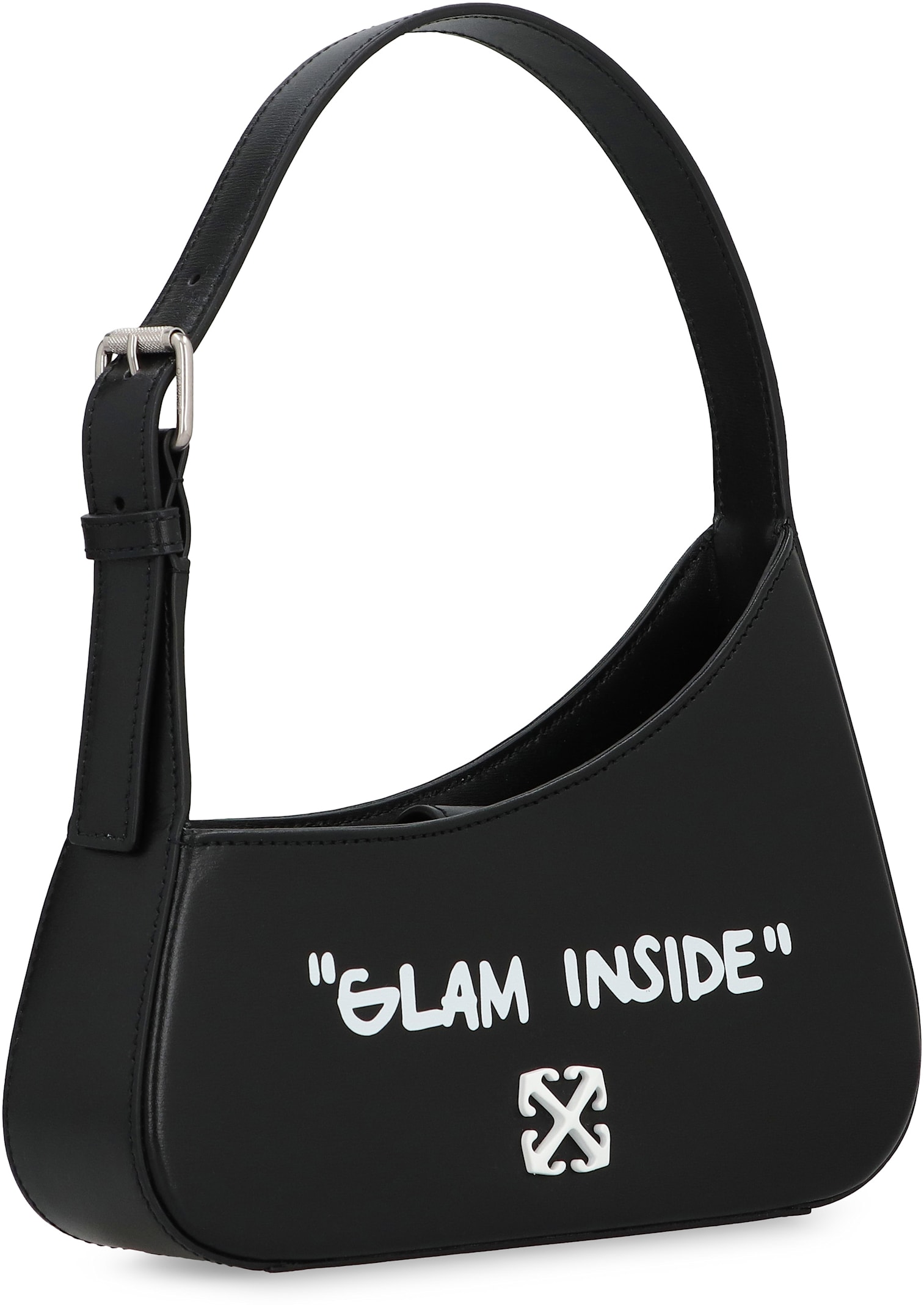 Off-white Jitney Quote Leather Shoulder Bag In Black