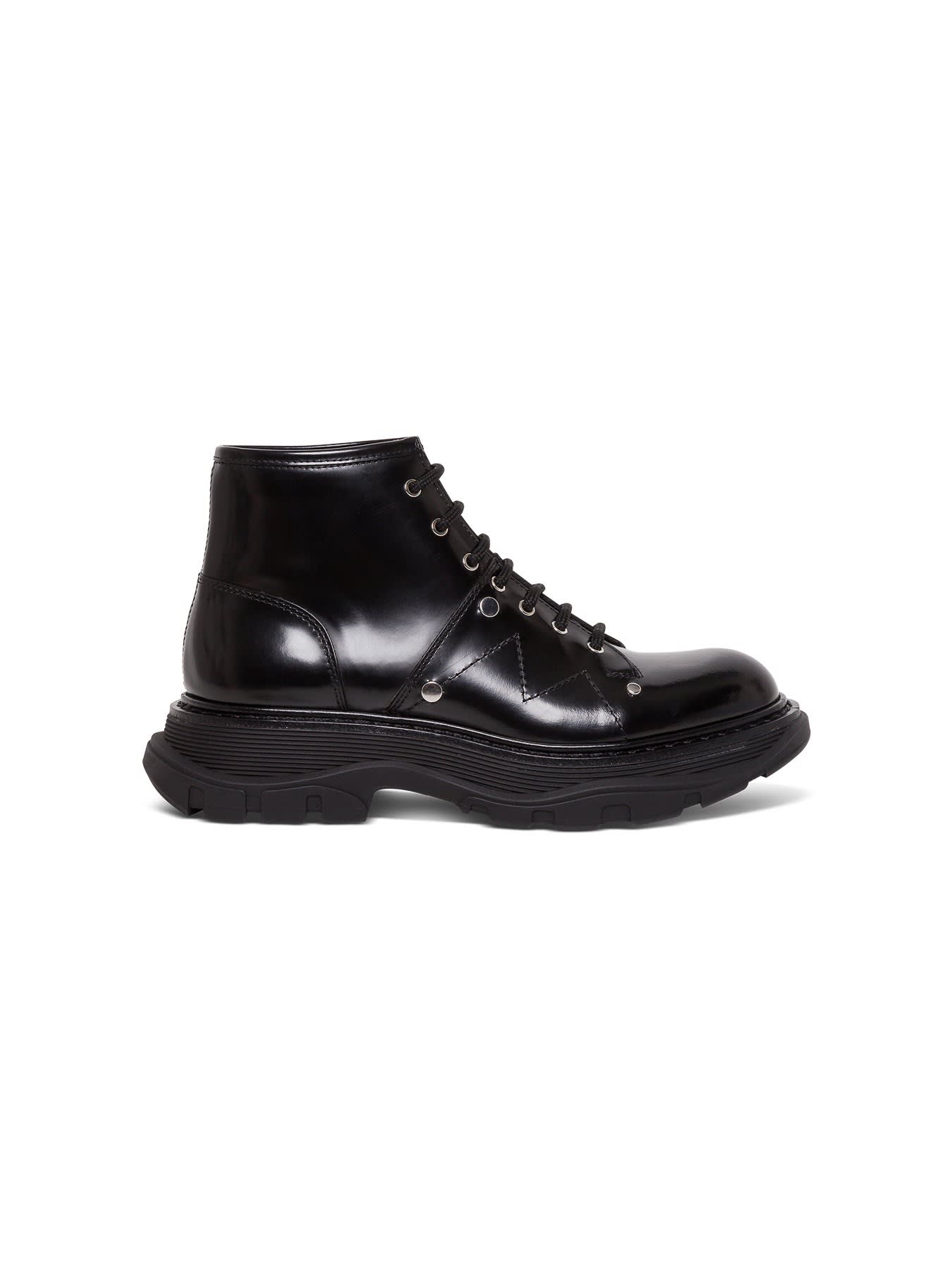 Alexander McQueen Ankle Boots With Laces And Tread Sole