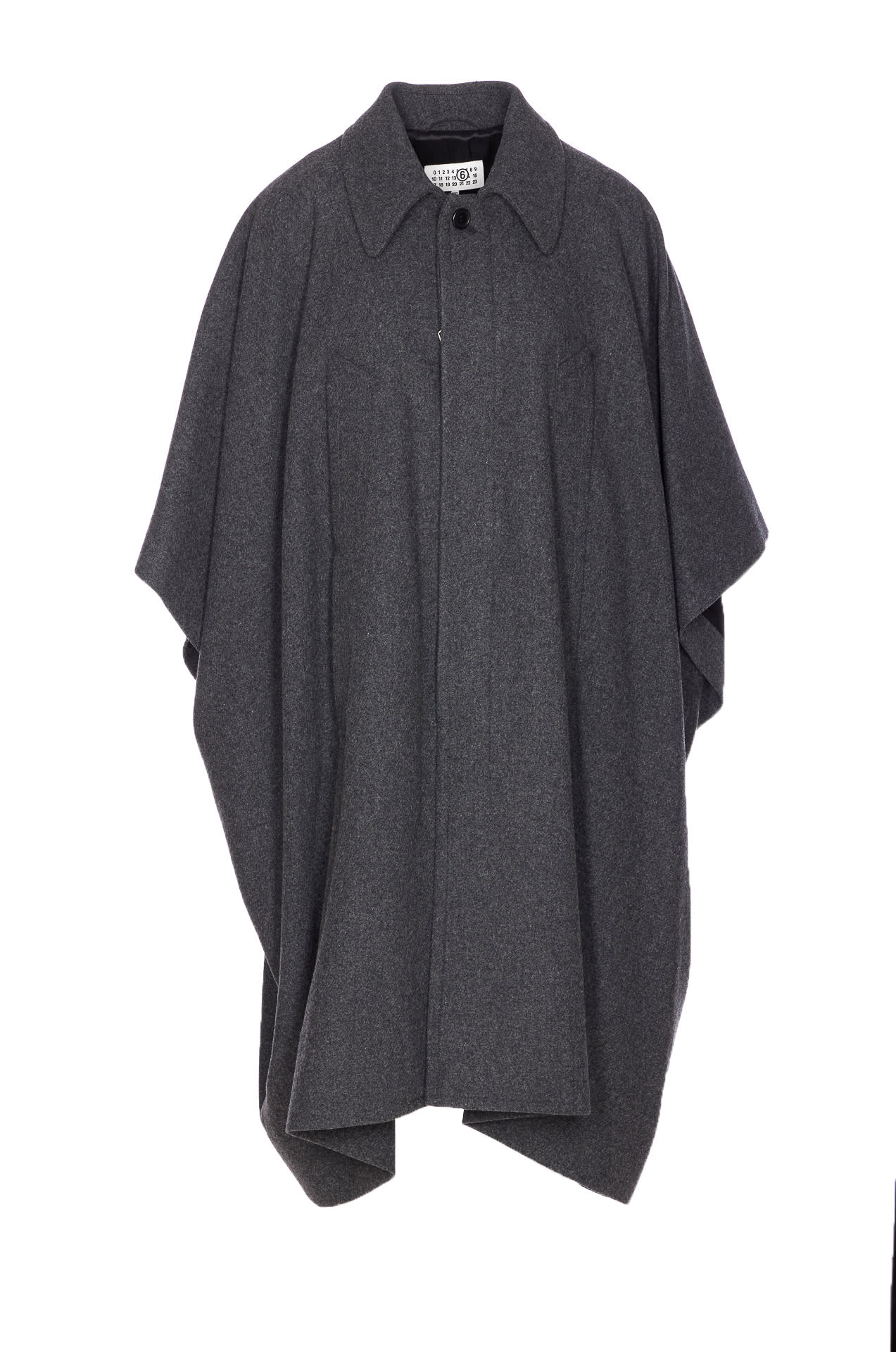 Mm6 Maison Margiela Grey Coat With Wool Trim In Gray