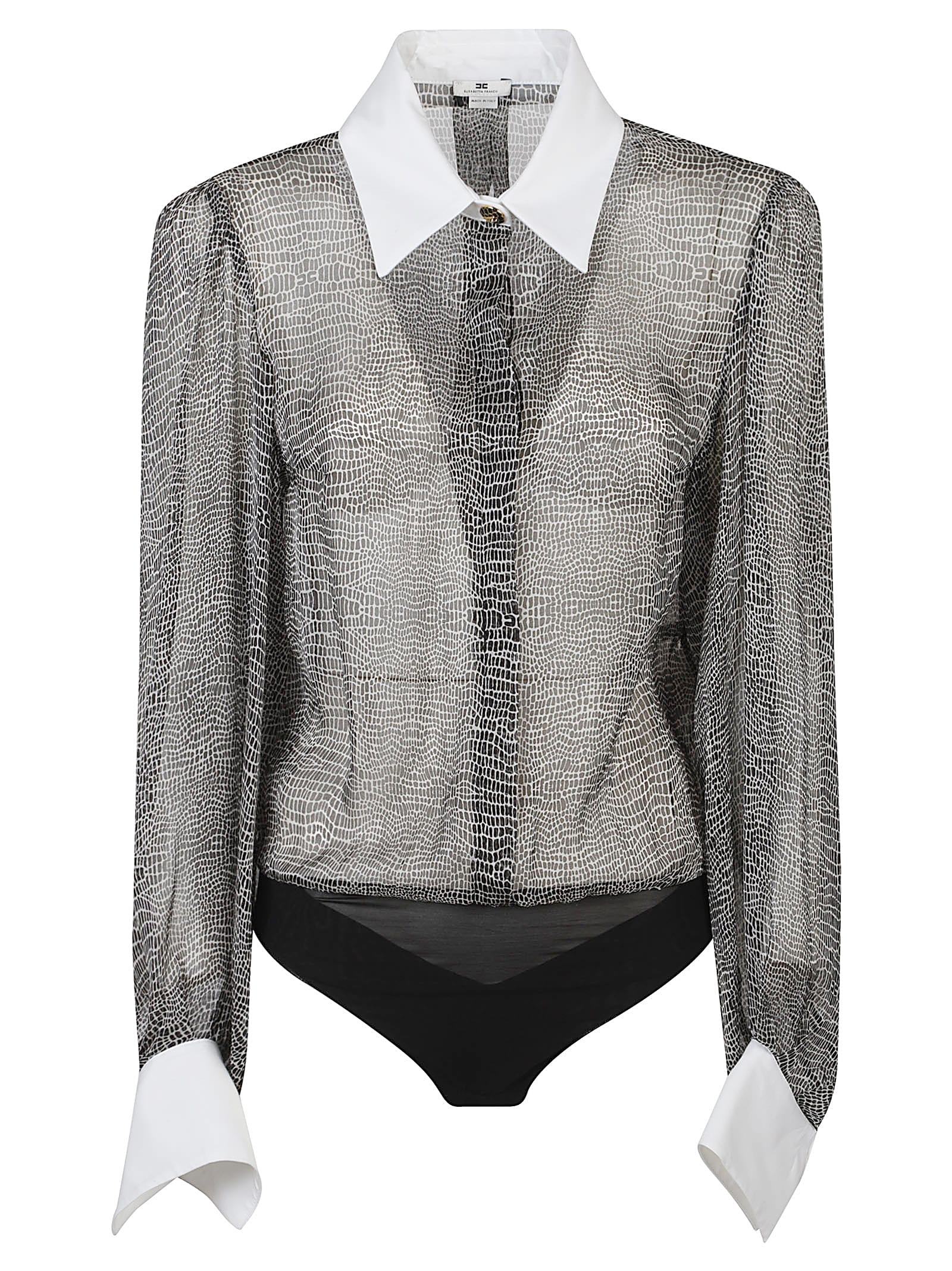 Elisabetta Franchi Long Sleeve Shirt Body In Black