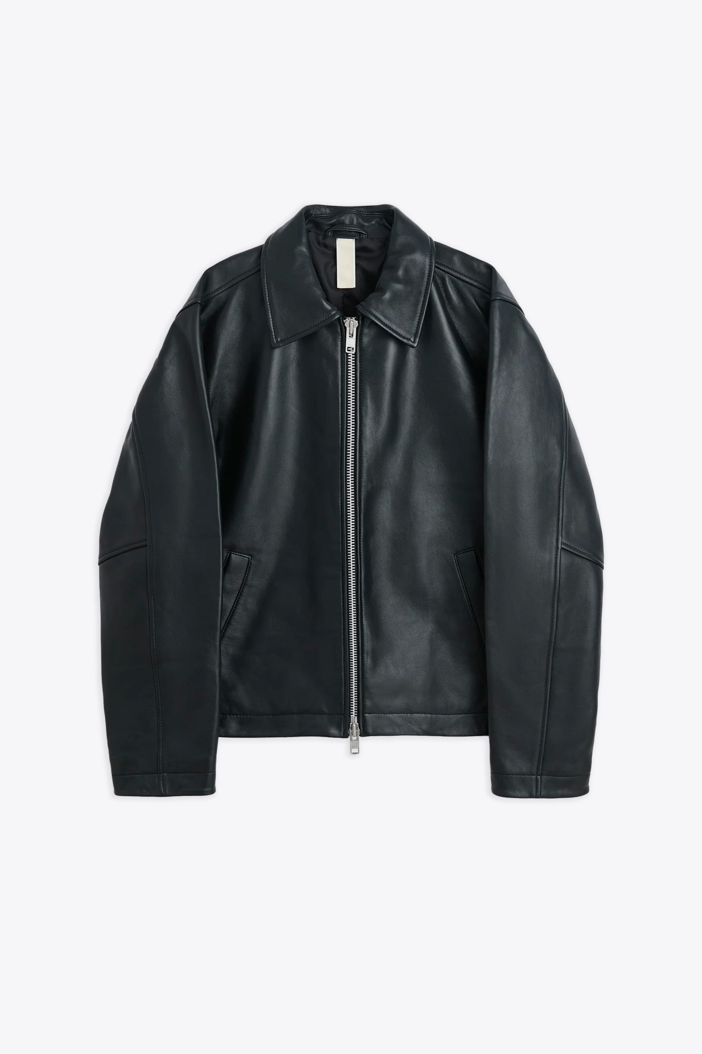 #6027 Black leather biker jacket - Short Leather Jacket