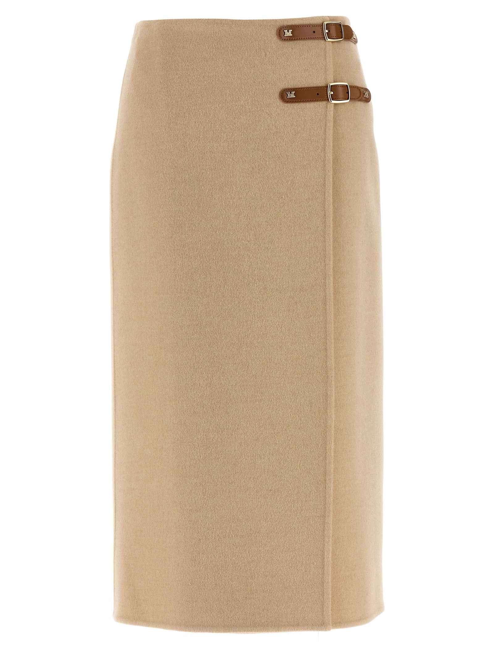 Max Mara Curzio Camel Midi Skirt In Nude