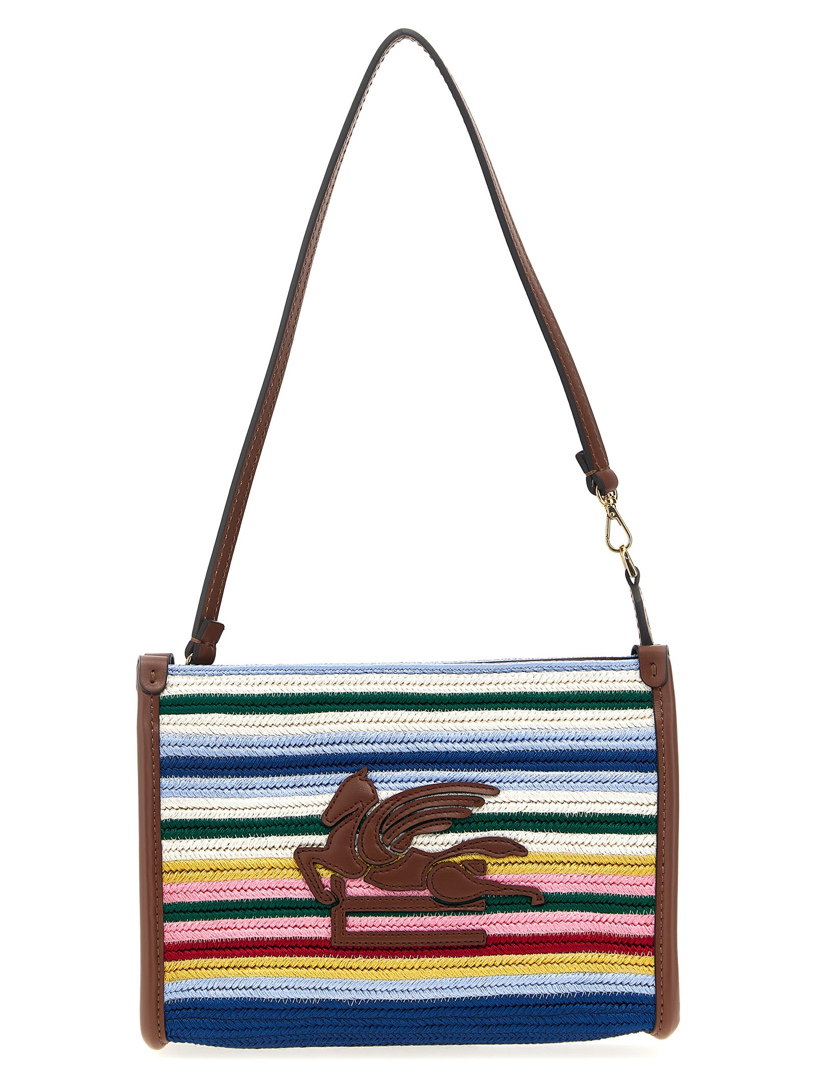 Etro Viscose Pouch With Stripes And Top Handle In Multi