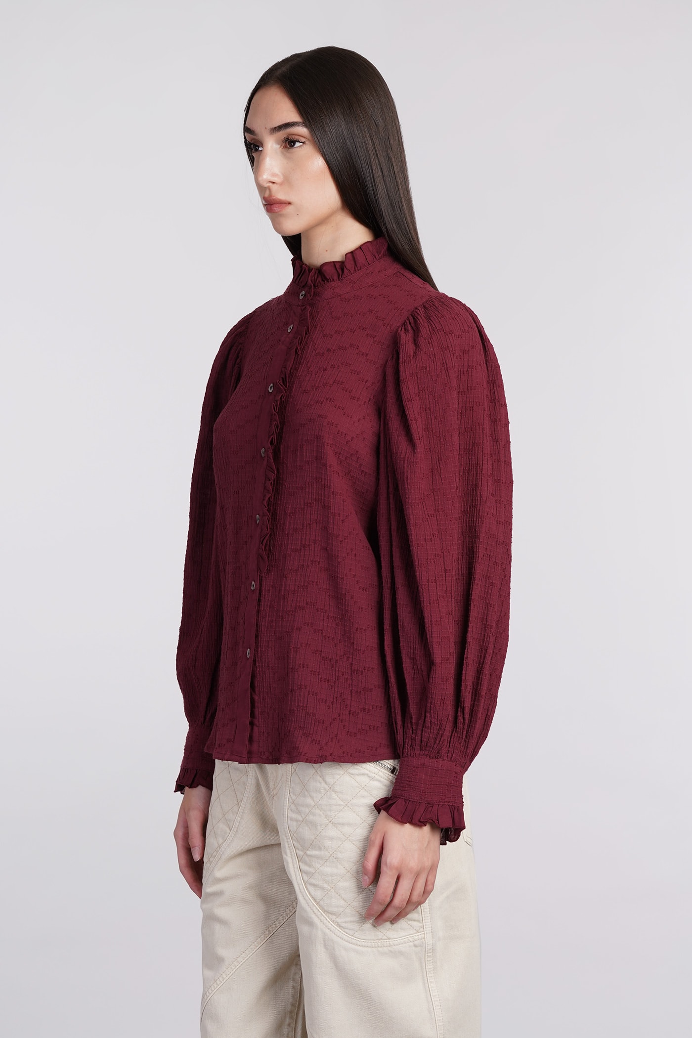 Shop Antik Batik Yvette Shirt In Bordeaux Cotton