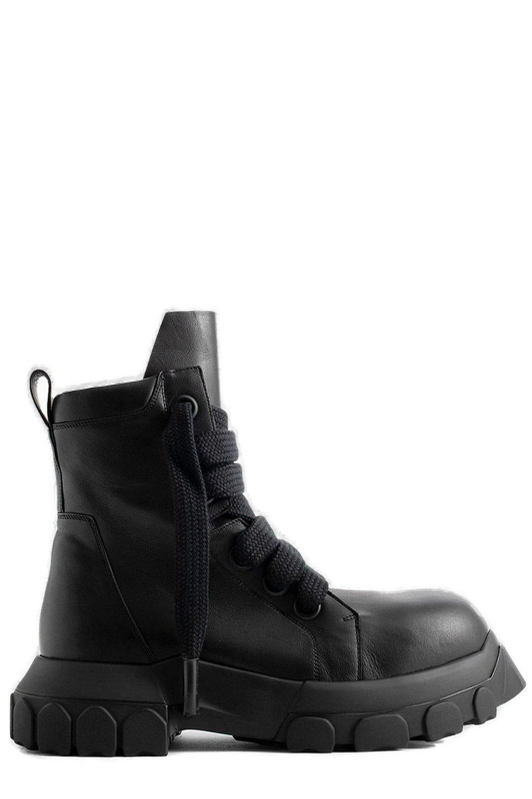 Shop Rick Owens Jumbo Laced Bozo Tractor Chunky Boots In Black