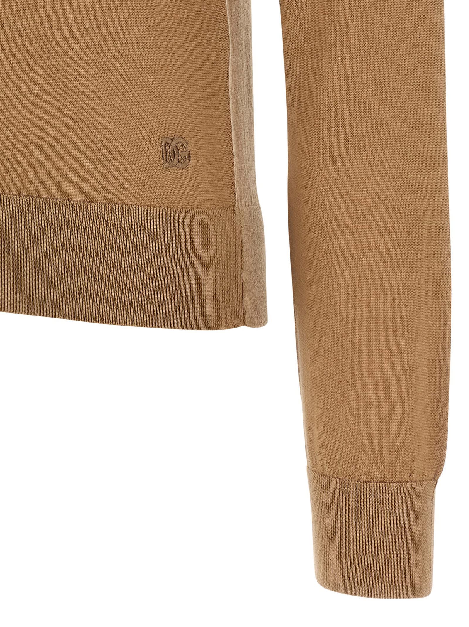 Dolce & Gabbana Cashmere Turtleneck Sweater Sweaters And Cardigans Beige In Brown