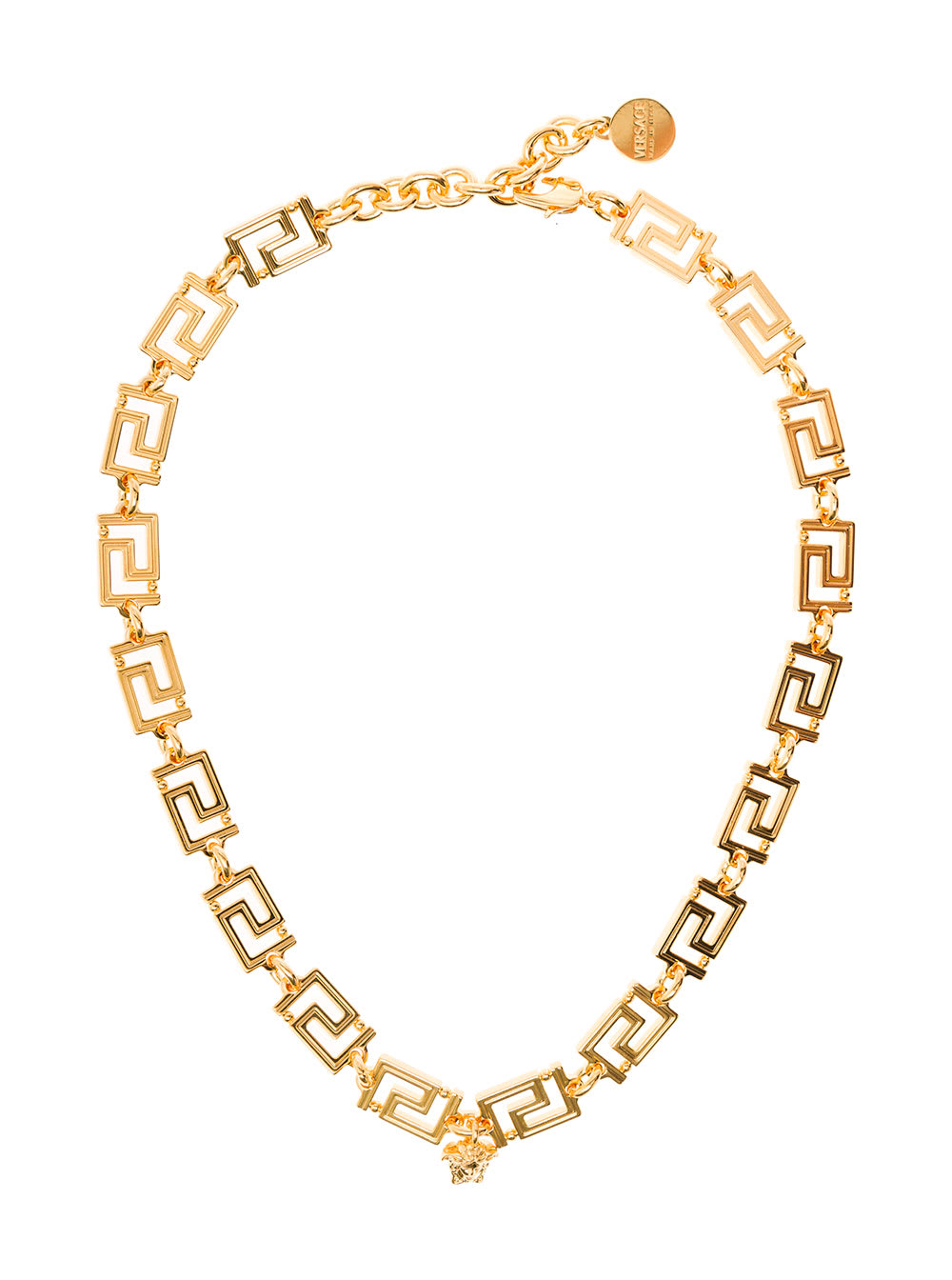 Versace Squared Greca Gold Metal Necklace Gold Metal