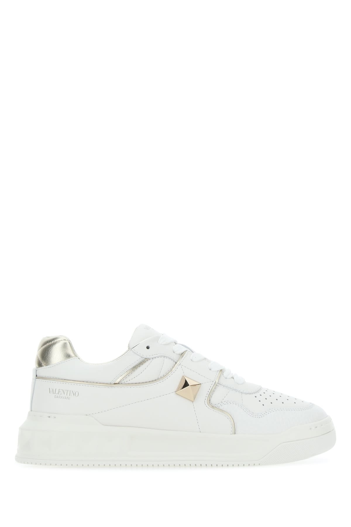 Shop Valentino Sneaker One Stud Napp In Biancoplatinobiancoplatinobianco