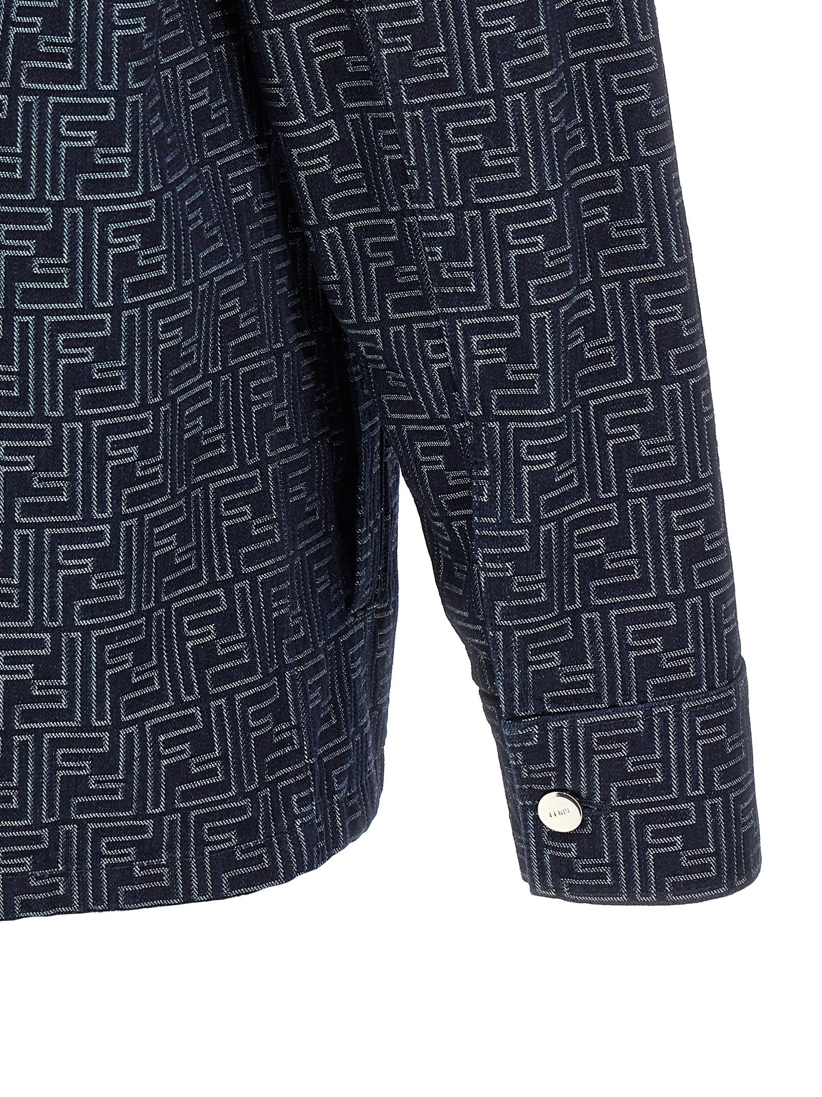 Fendi Giubbino In Denim Ricamato Uomo In Blue