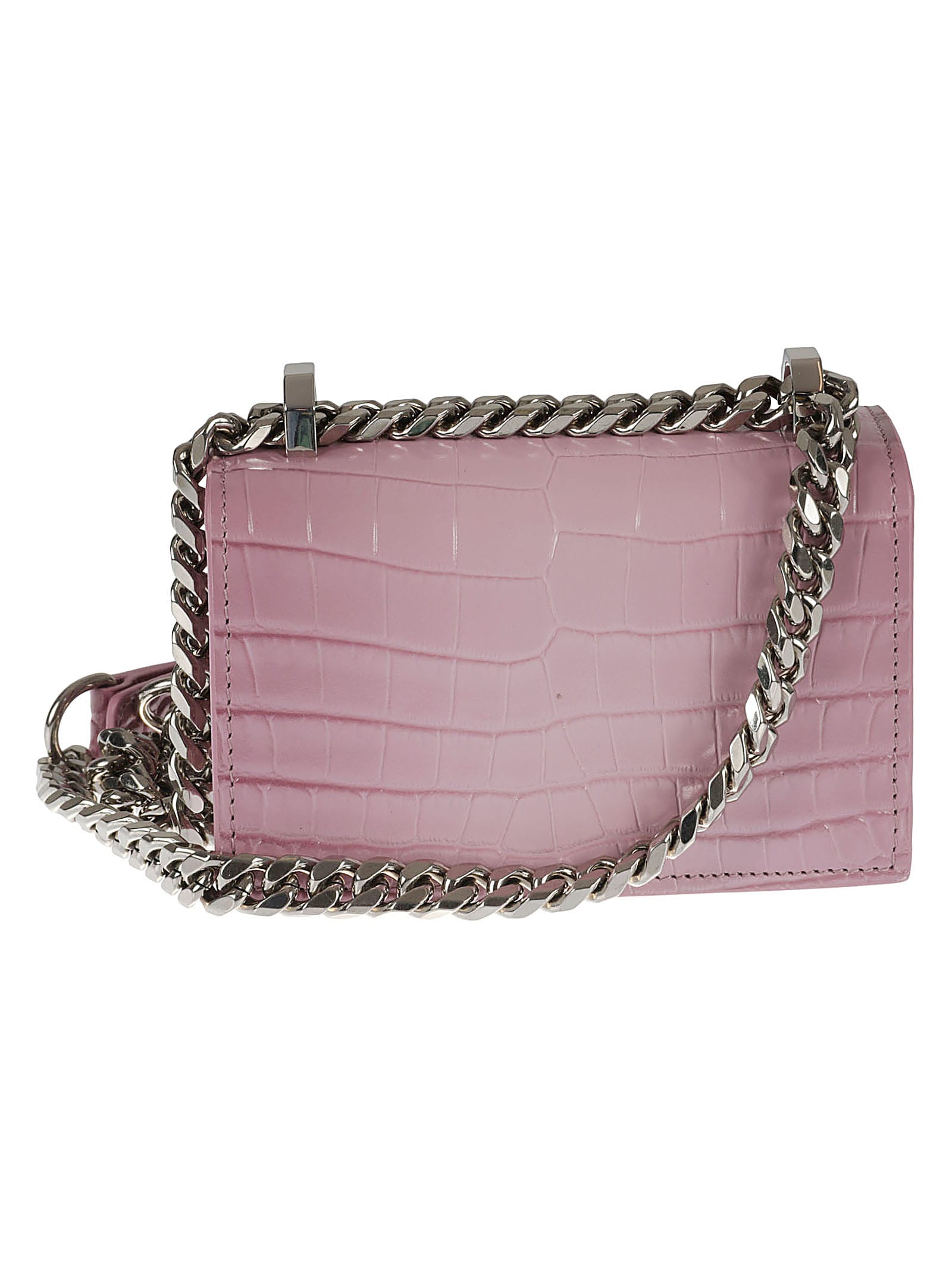 Shop Alexander Mcqueen Jeweled Satchel Micro Shoulder Bag In Antic Pink